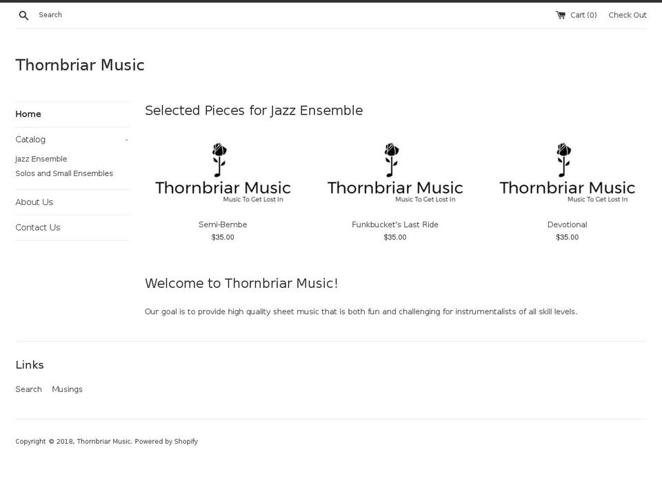 thornbriarmusic.com — Shopify storefront screenshot