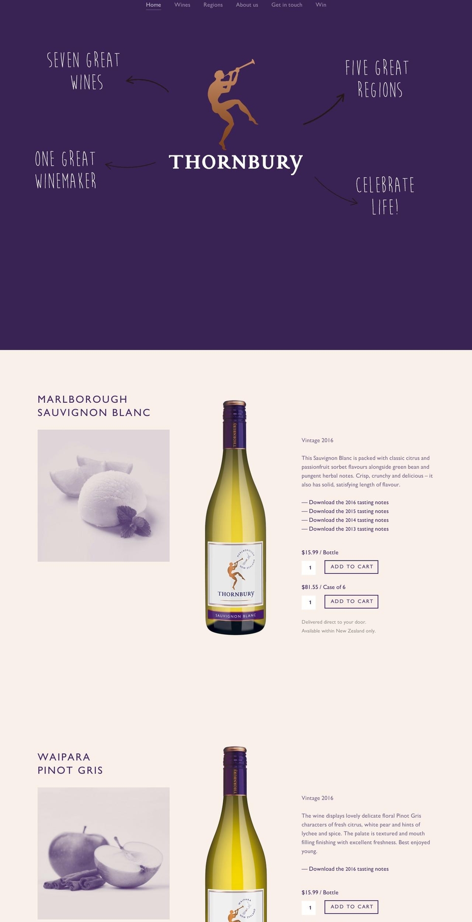 thornburywines.com shopify website screenshot