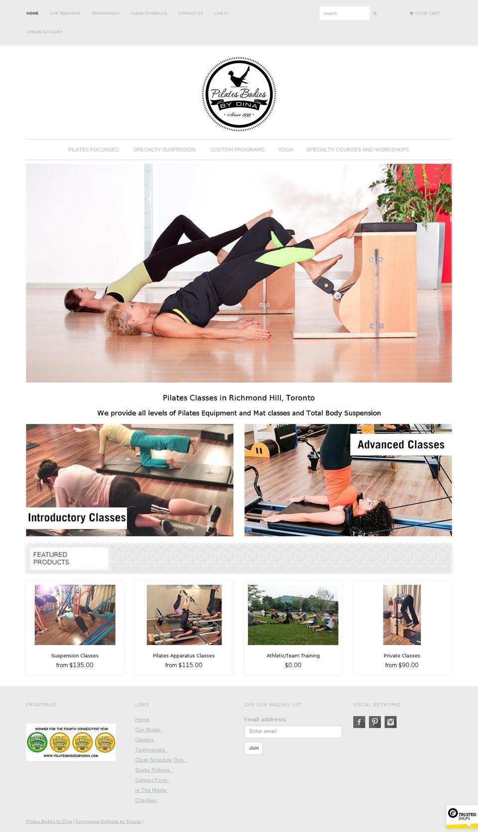 thornhillpilates.com shopify website screenshot