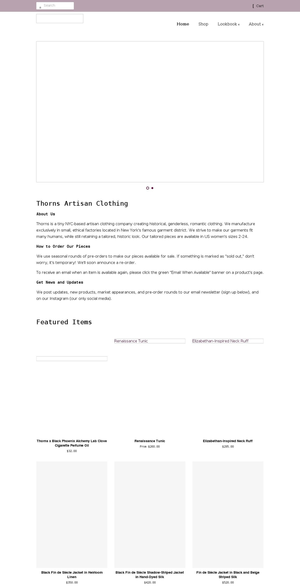 thornsclothing.com shopify website screenshot