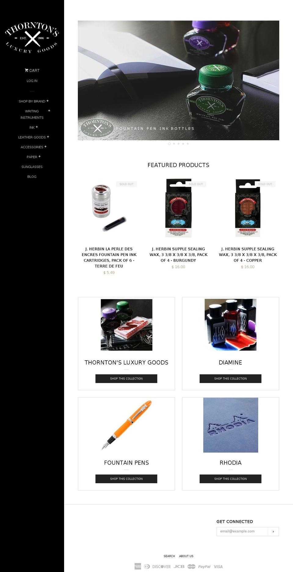thorntonsluxurygoods.com shopify website screenshot
