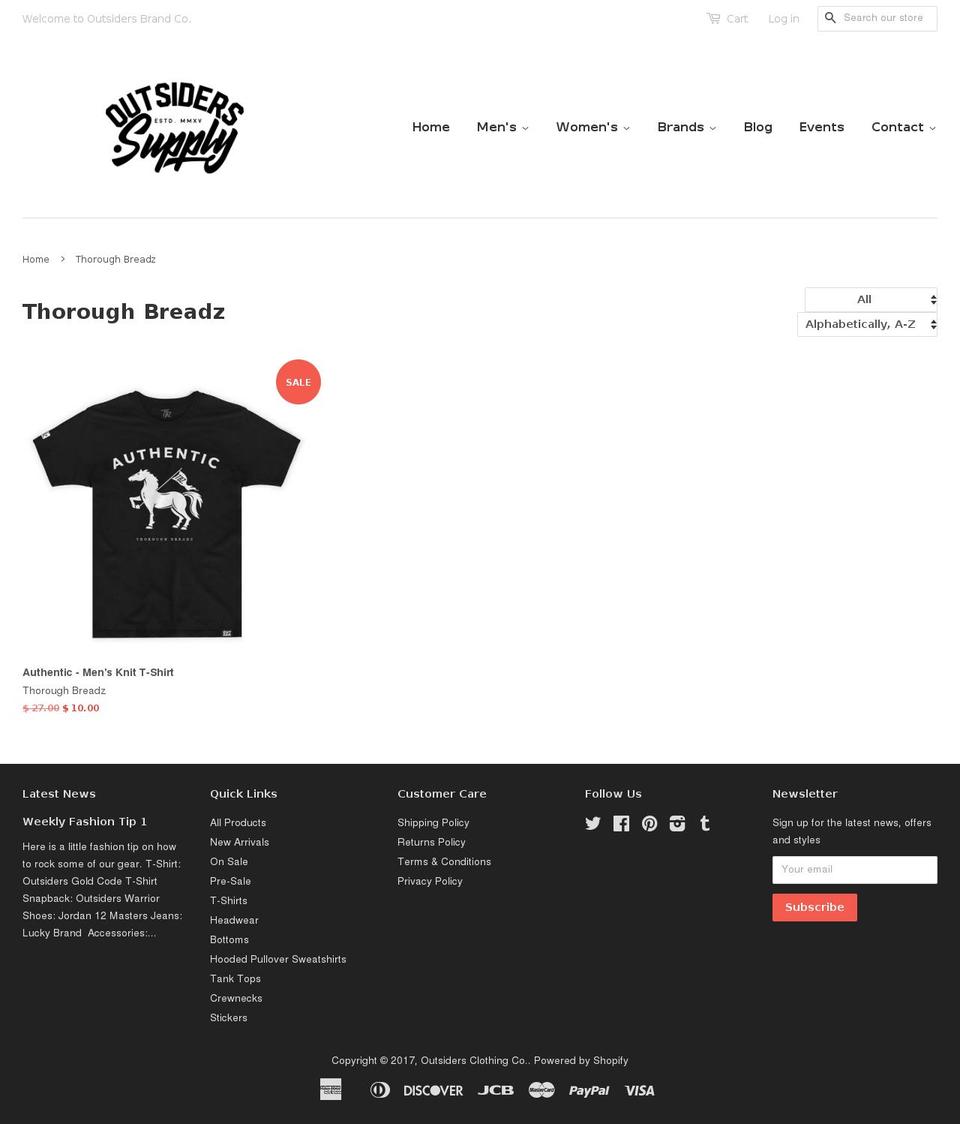 Outsiders Custom Minimal Shopify theme site example thoroughbreadz.com