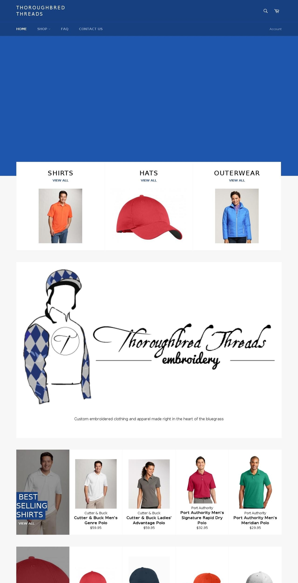 thoroughbred-threads.com shopify website screenshot