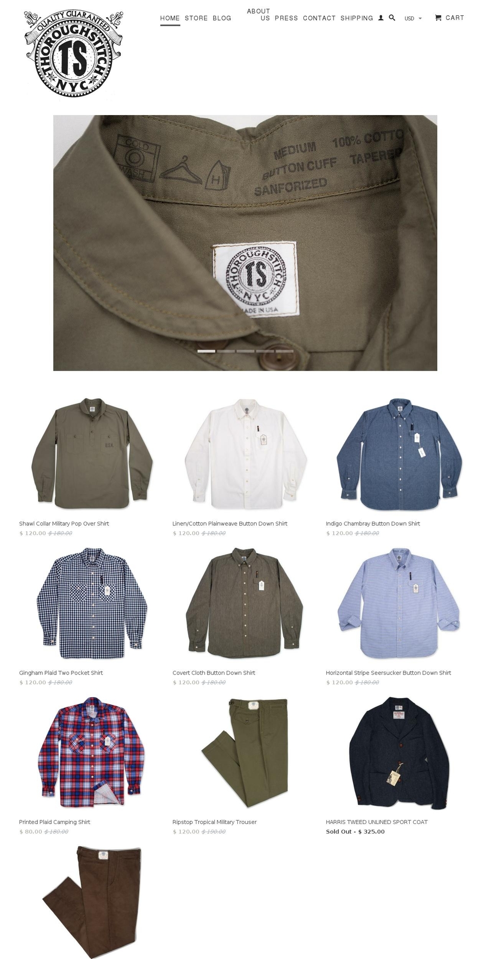 thoroughstitch.com shopify website screenshot