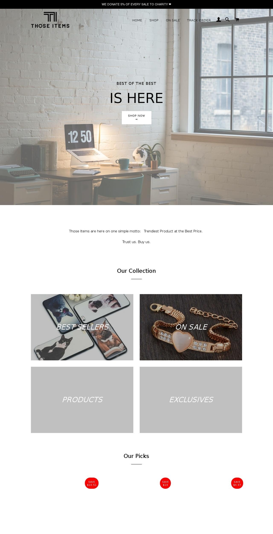 thoseitems.com shopify website screenshot