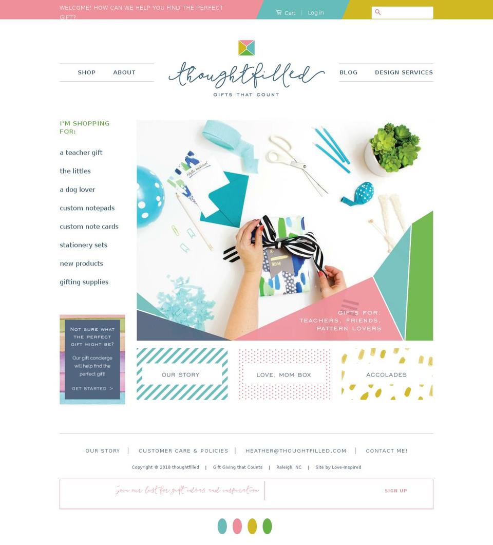 thoughtfilled.com shopify website screenshot