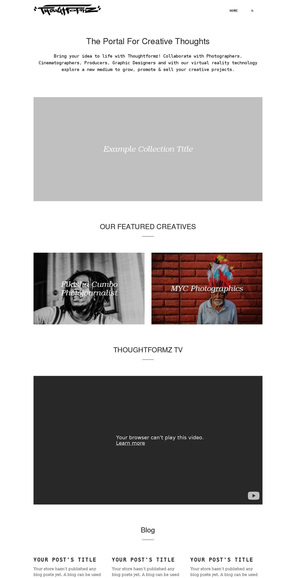 thoughtformz.com shopify website screenshot