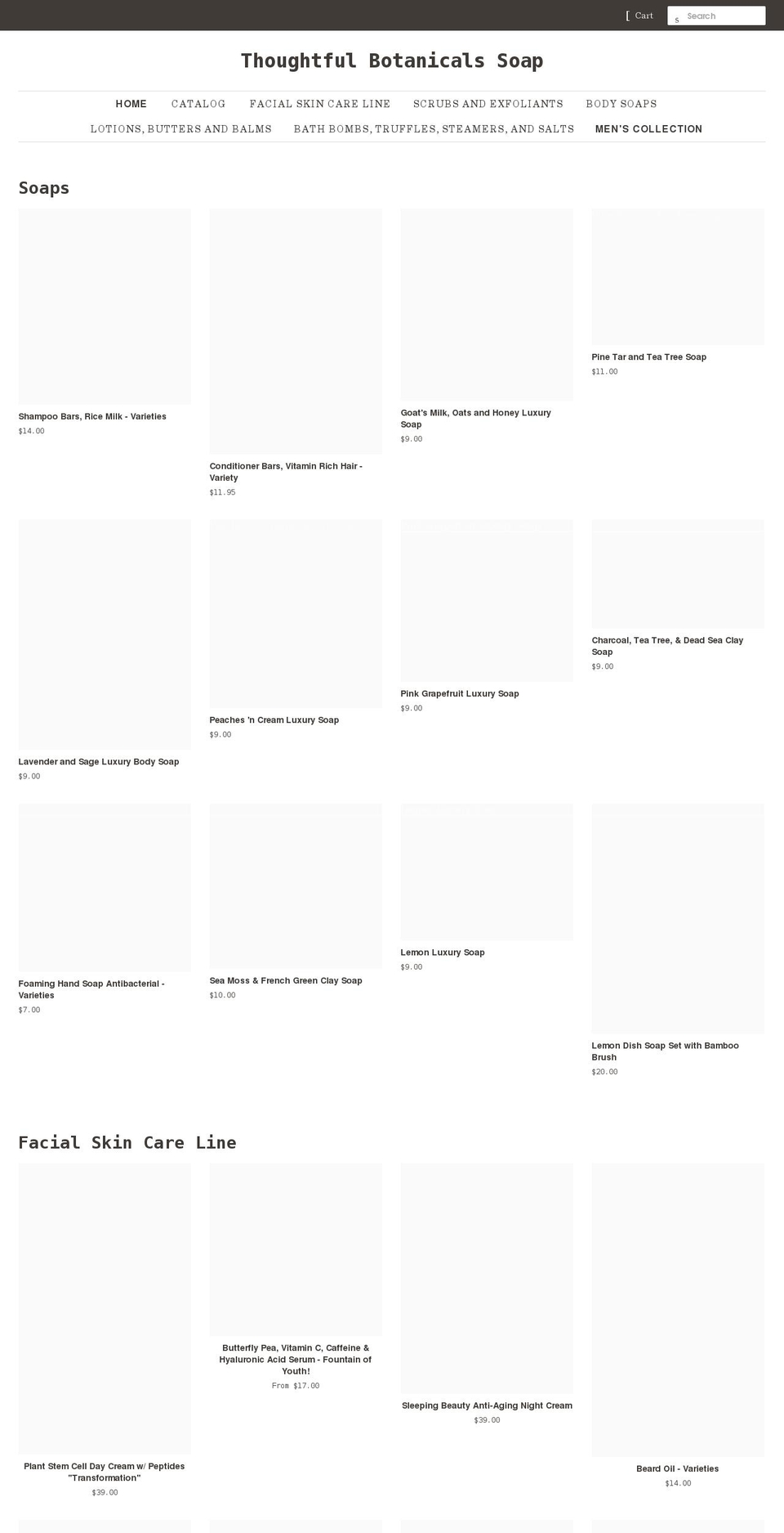 thoughtfulbotanicalssoap.com shopify website screenshot