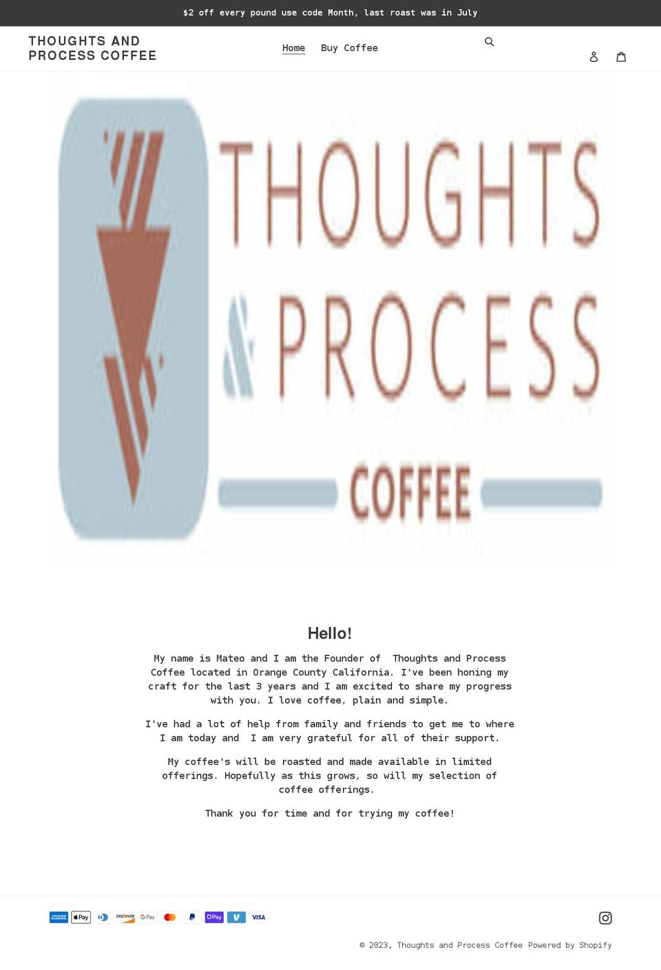thoughts-and-process-coffee.myshopify.com shopify website screenshot