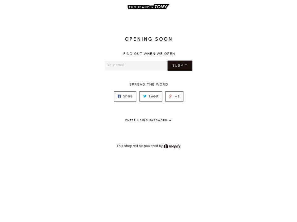 thousandintony.com shopify website screenshot