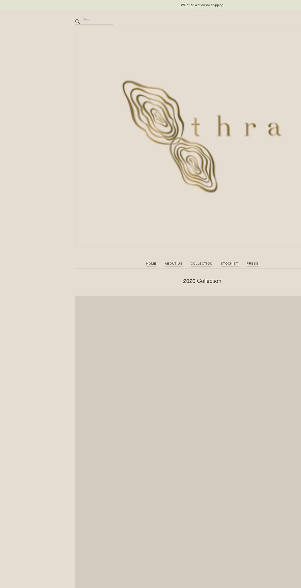 thrajewelry.com shopify website screenshot