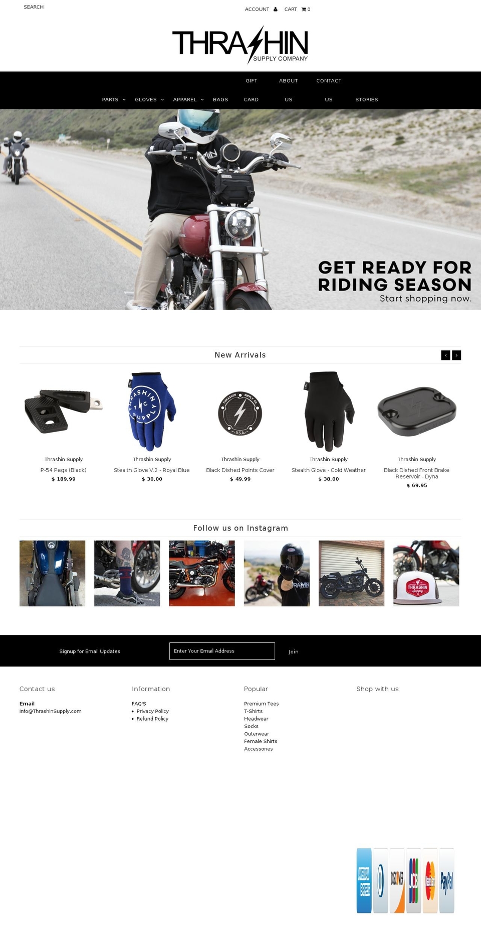 thrashinparts.com shopify website screenshot