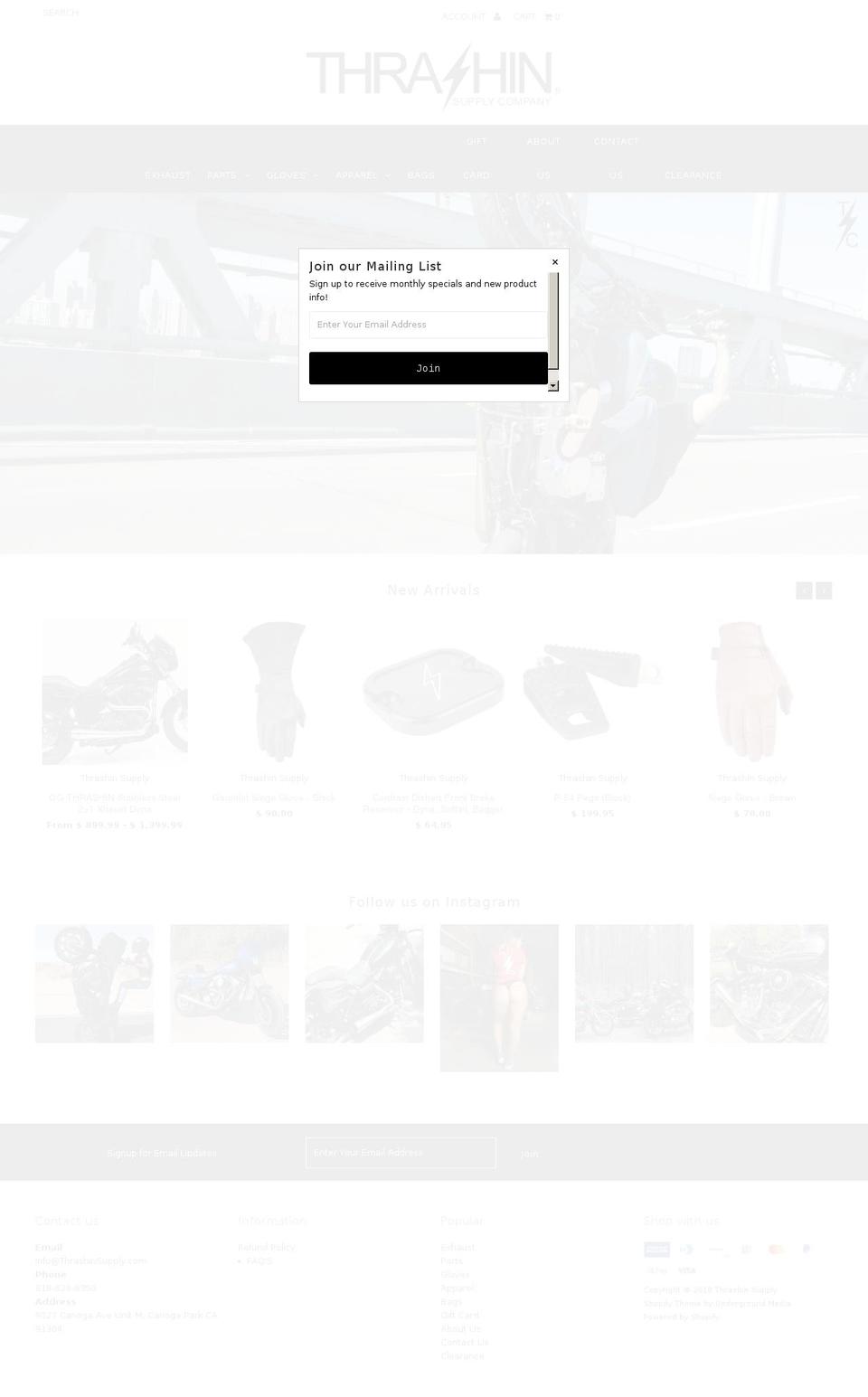 thrashinsupplycompany.com — Shopify storefront screenshot