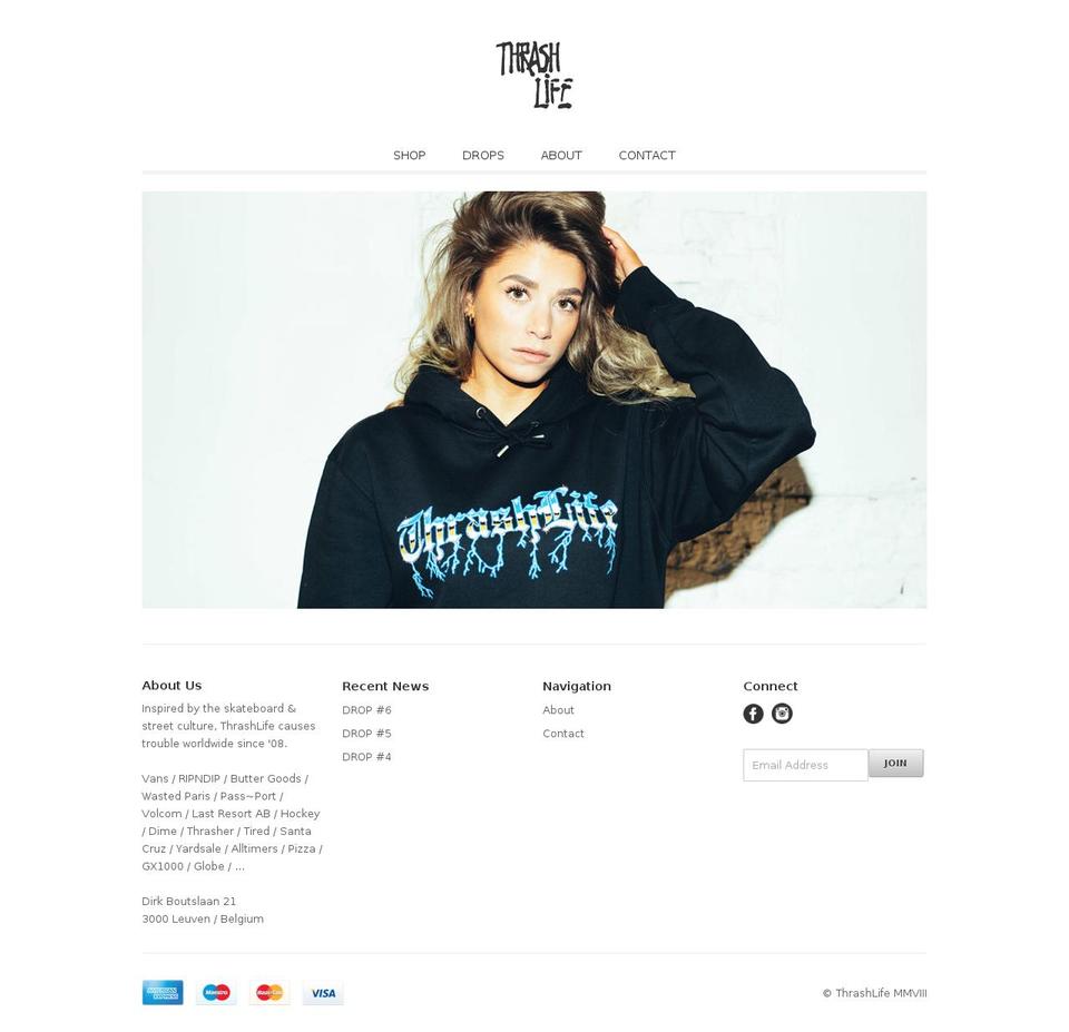 ThrashLife Shopify theme site example thrashlifeworldwide.com