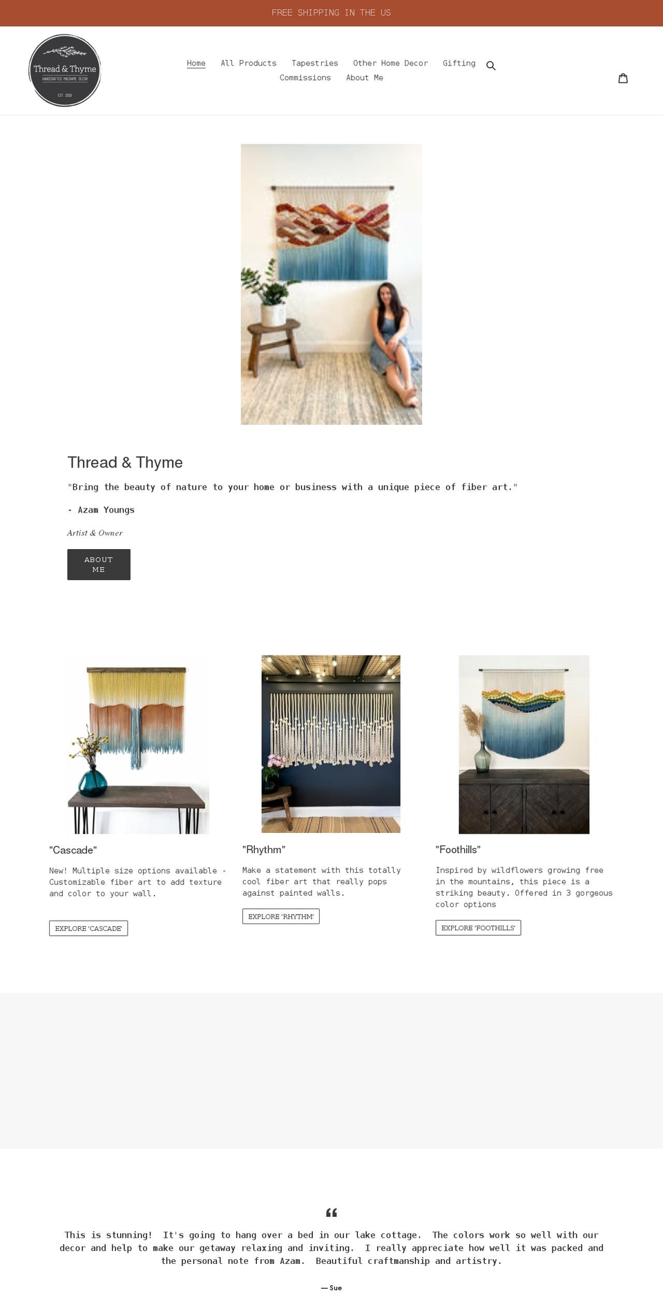 threadandthyme.com shopify website screenshot