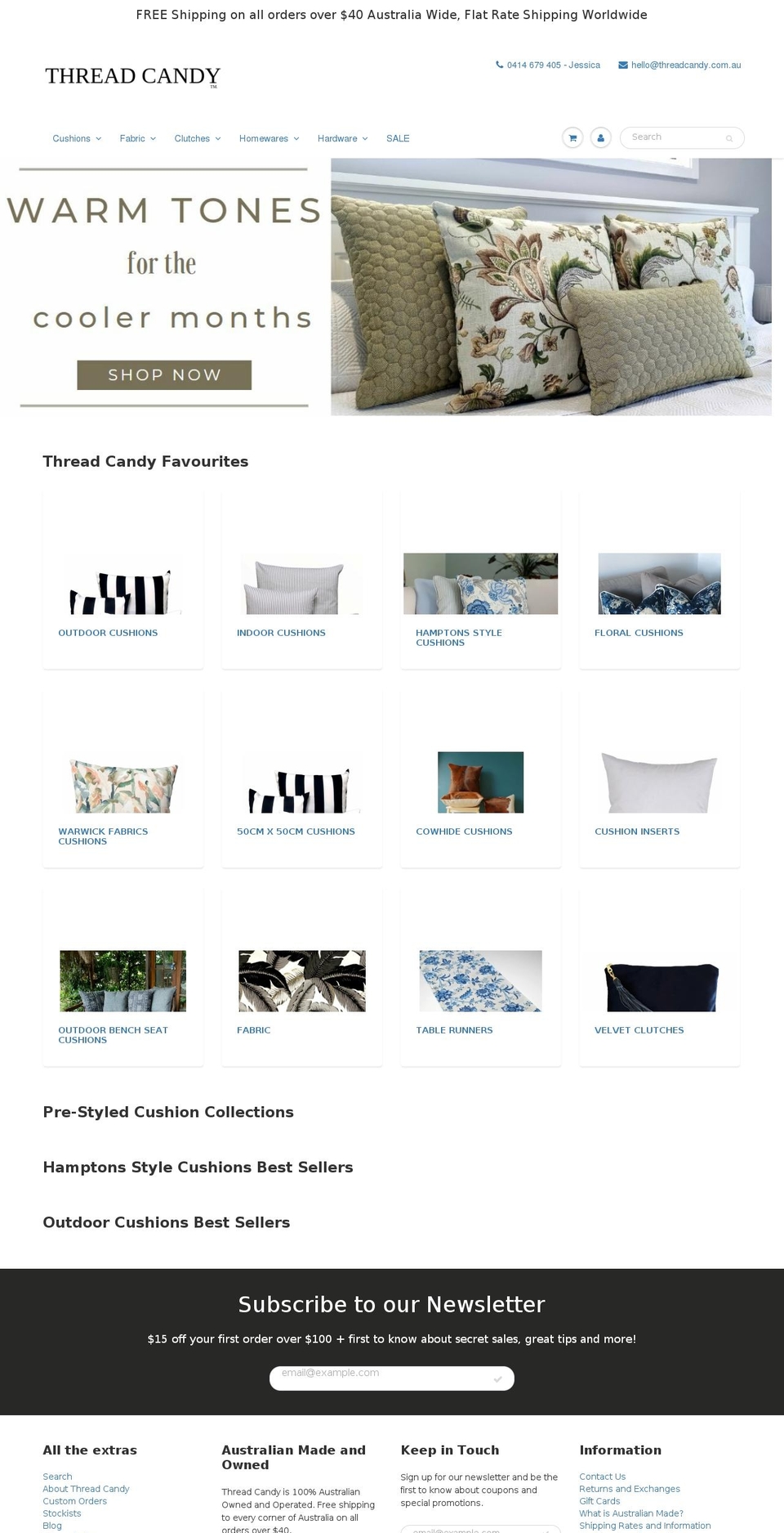 threadcandy.com.au shopify website screenshot