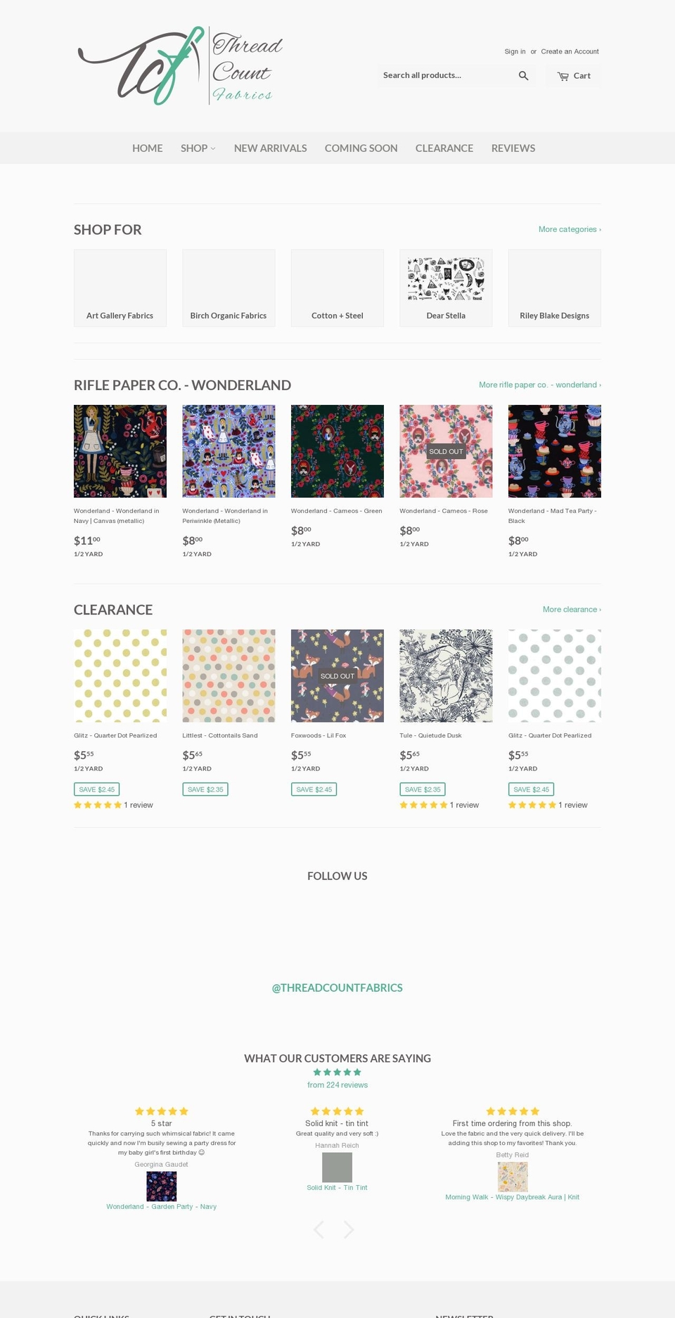 threadcountfabrics.ca shopify website screenshot