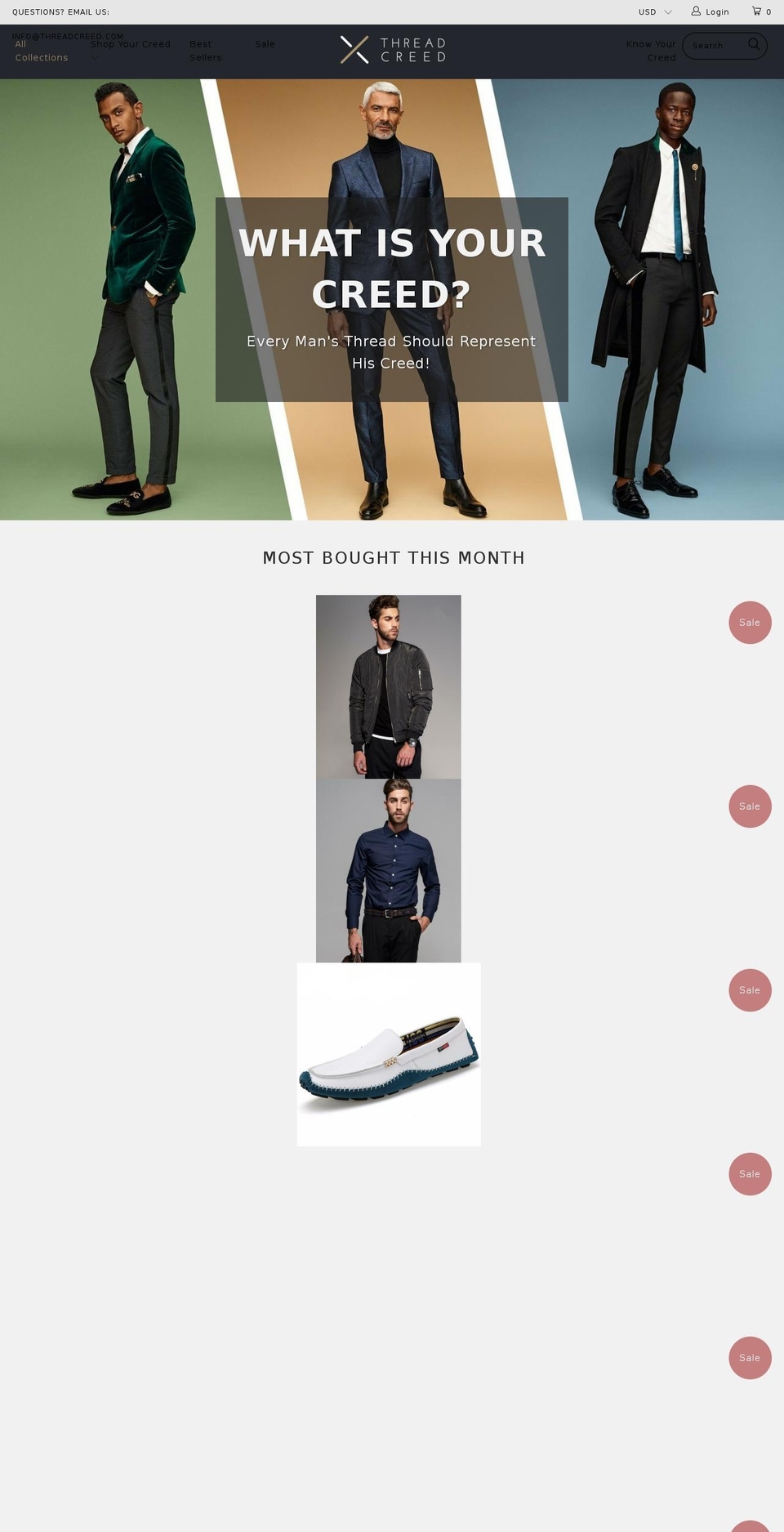 threadcreed.com shopify website screenshot
