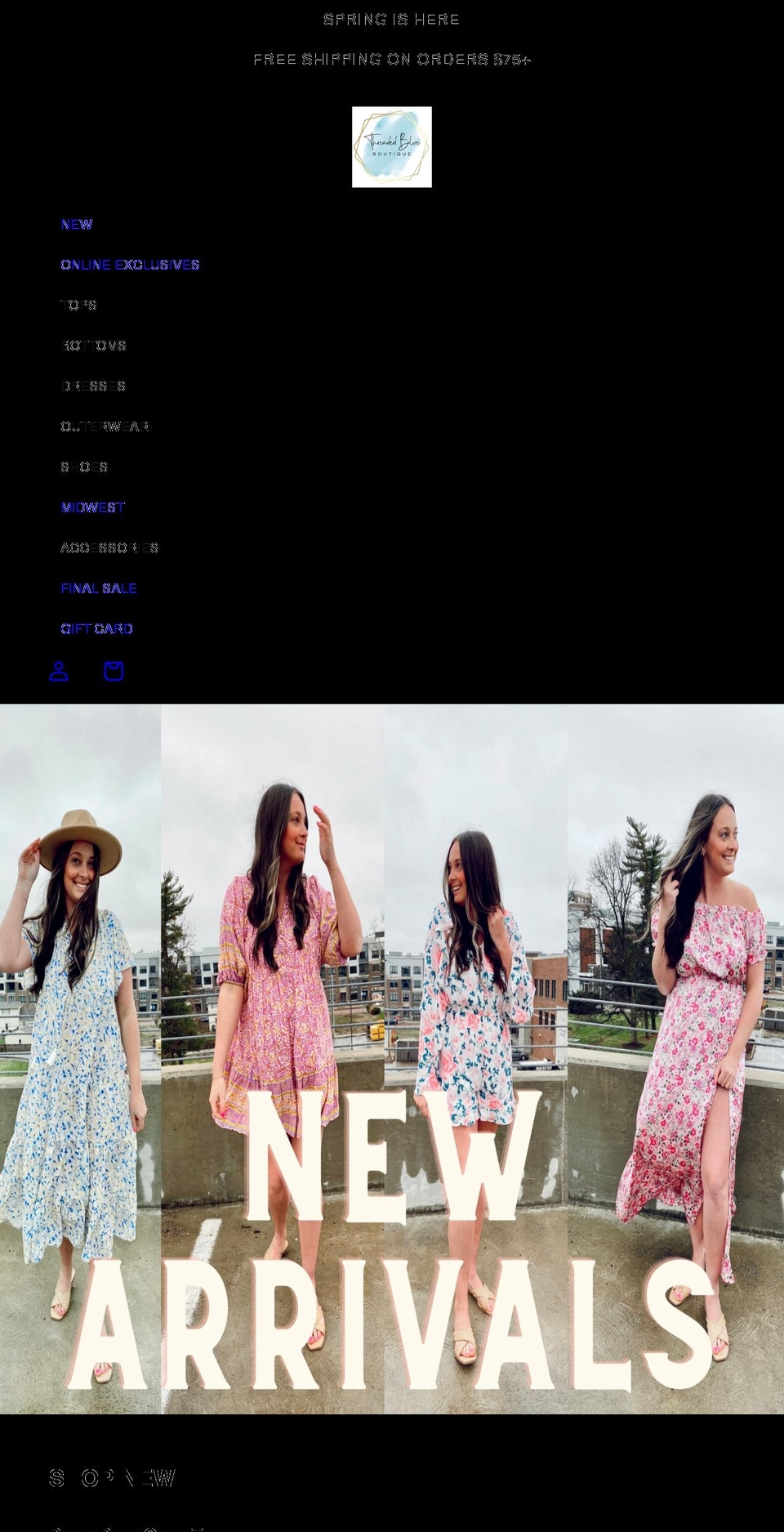 threadedblue.com shopify website screenshot