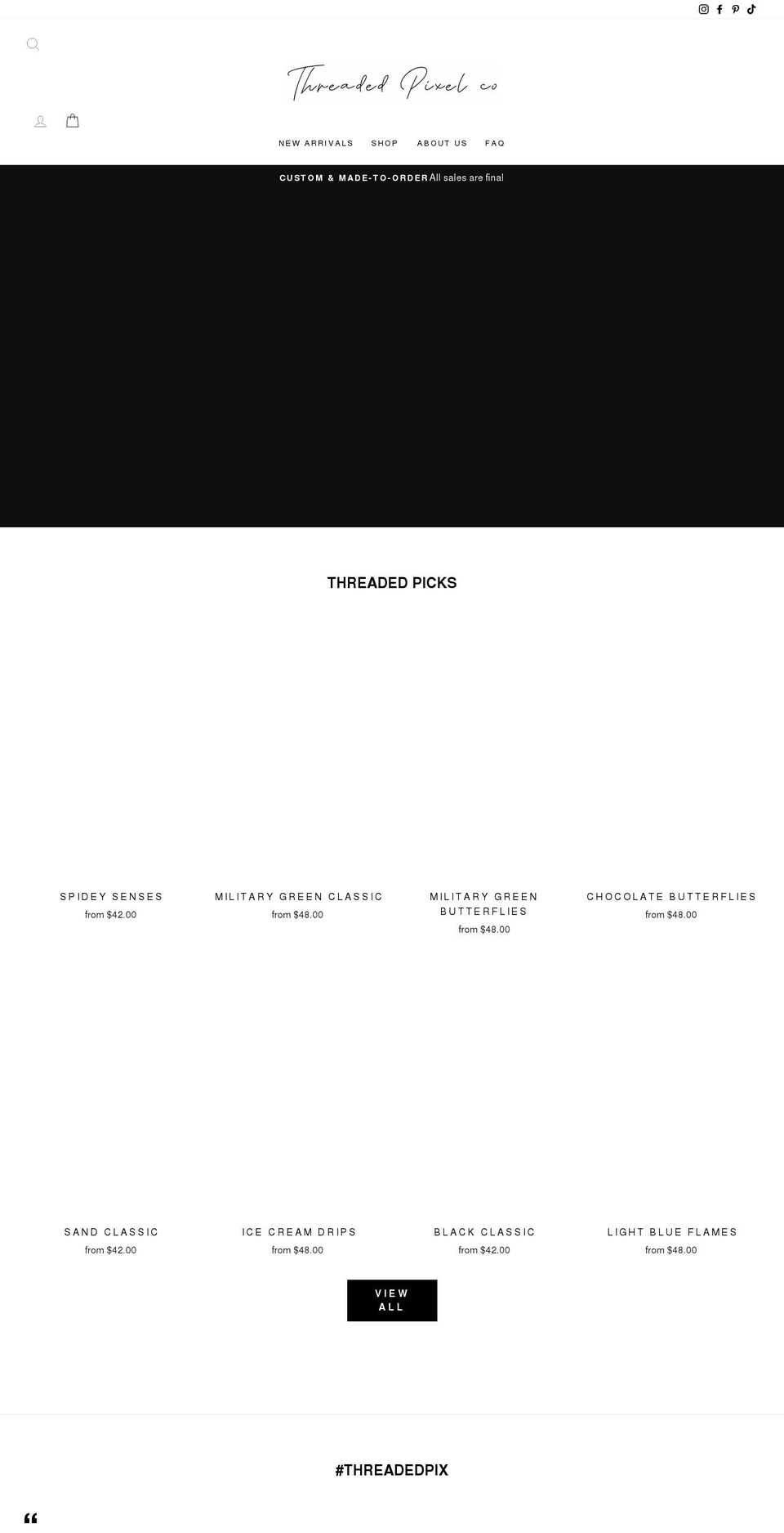 threadedpixelco.com shopify website screenshot