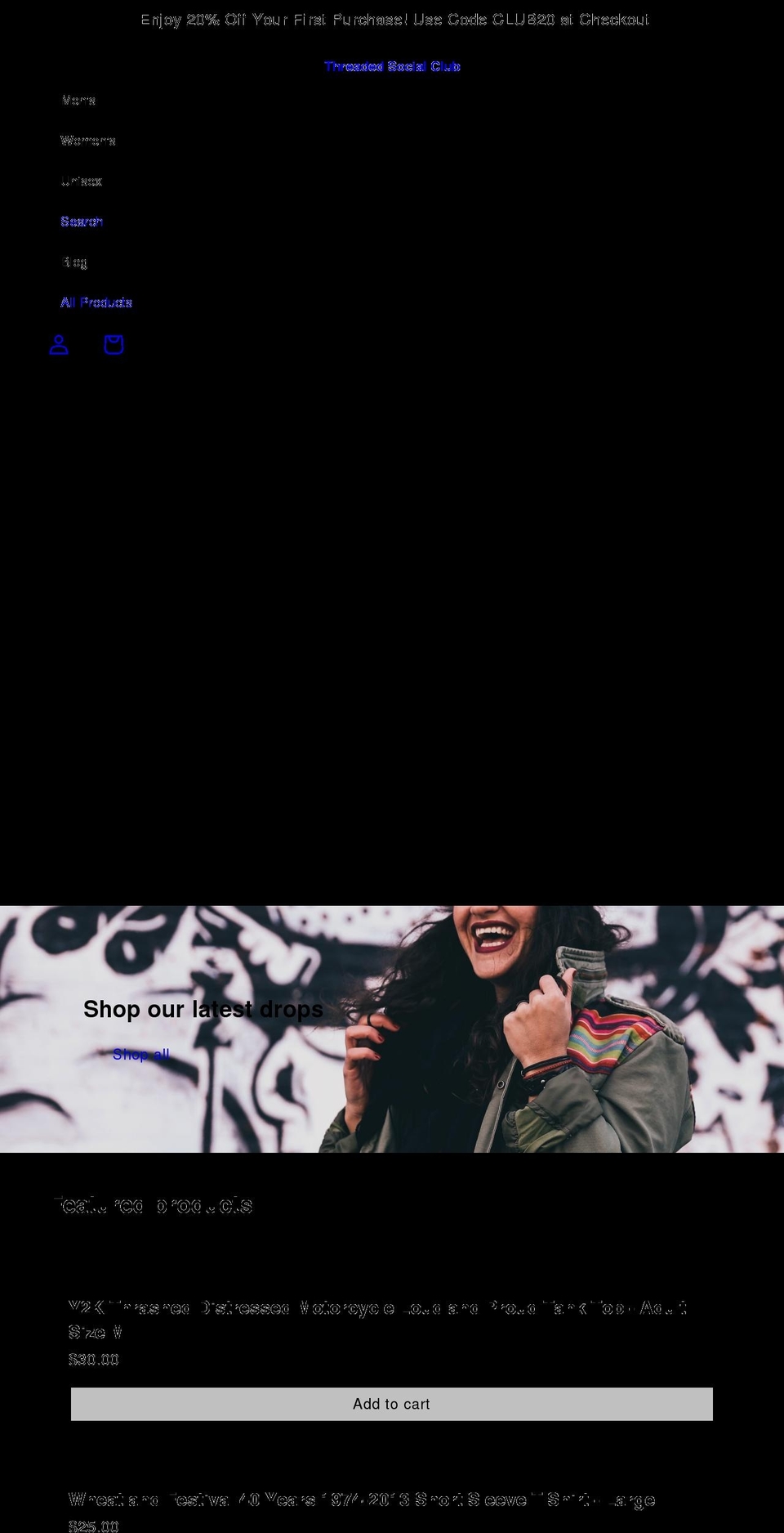 threadedsocialclub.com shopify website screenshot
