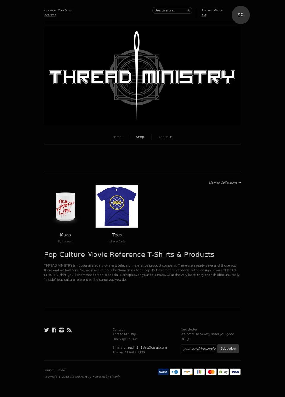 threadministry.com shopify website screenshot