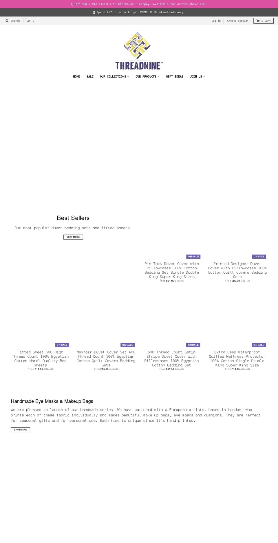threadnine.com shopify website screenshot
