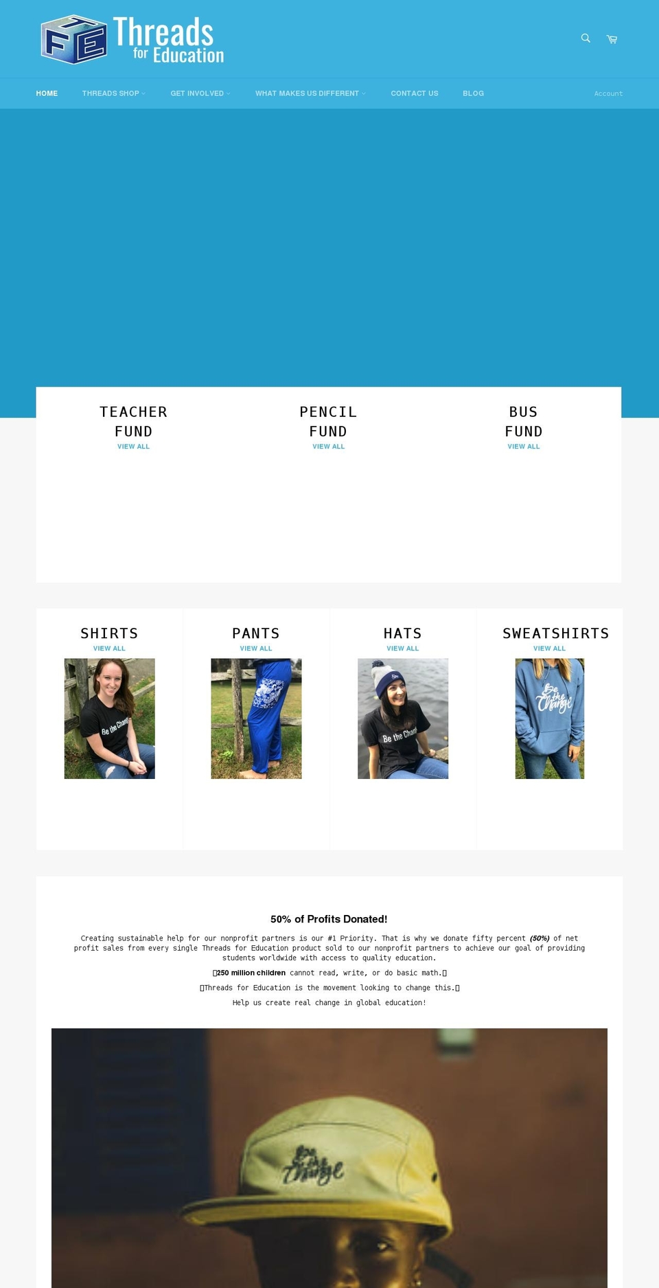 threads-for-education.com shopify website screenshot