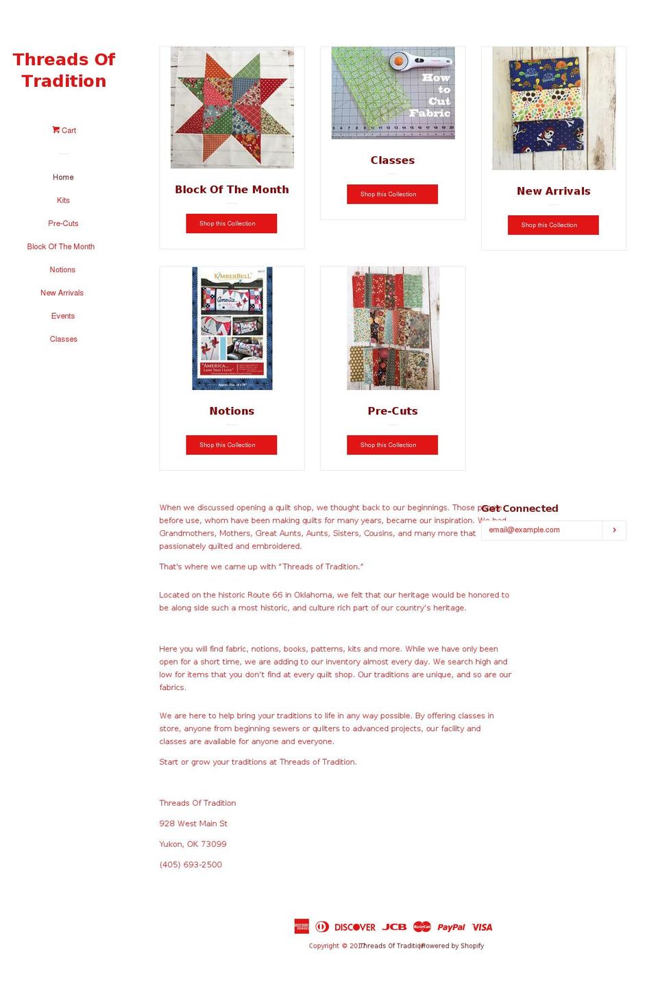 threads-of-tradition.com shopify website screenshot