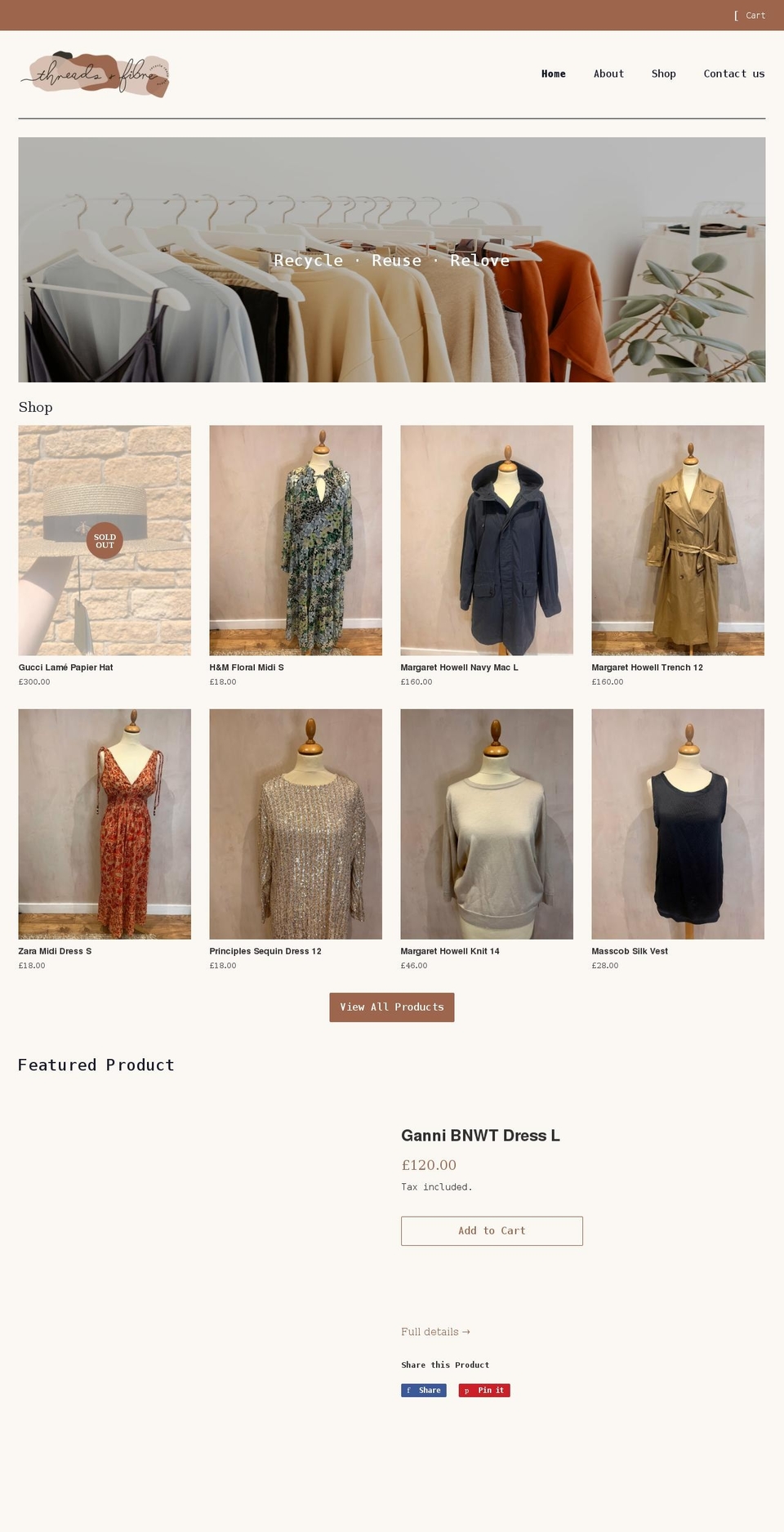 threadsandfibre.com shopify website screenshot