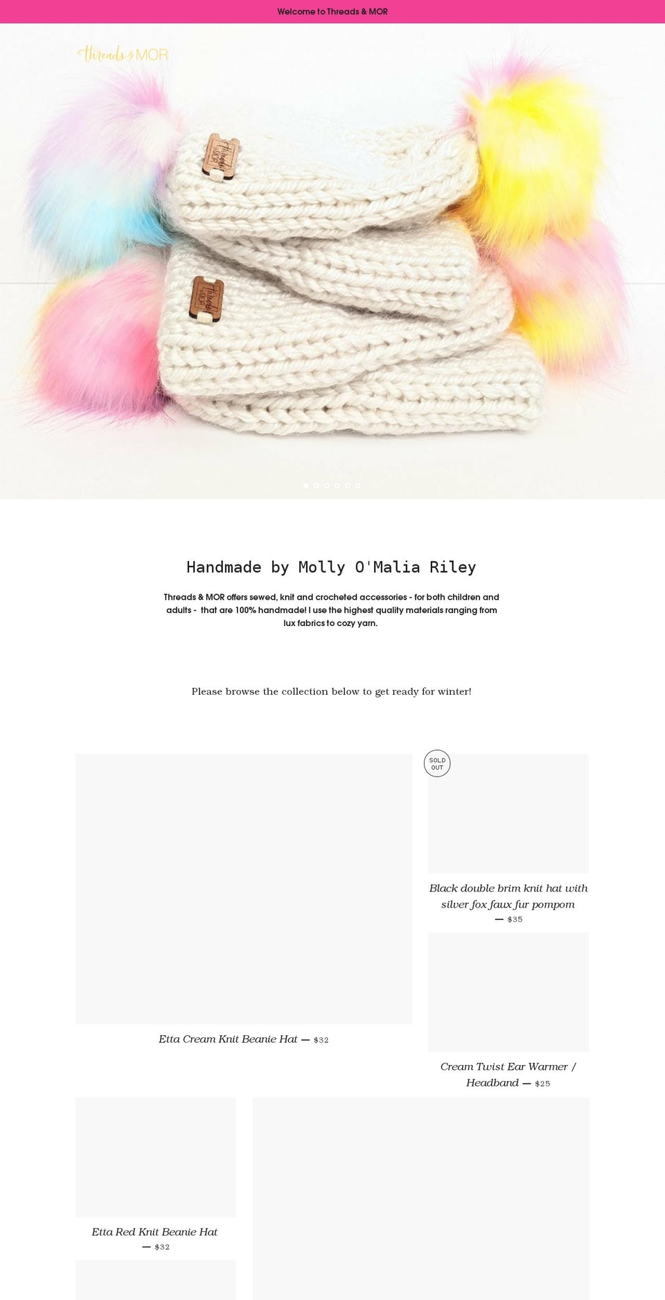 threadsandmor.com shopify website screenshot
