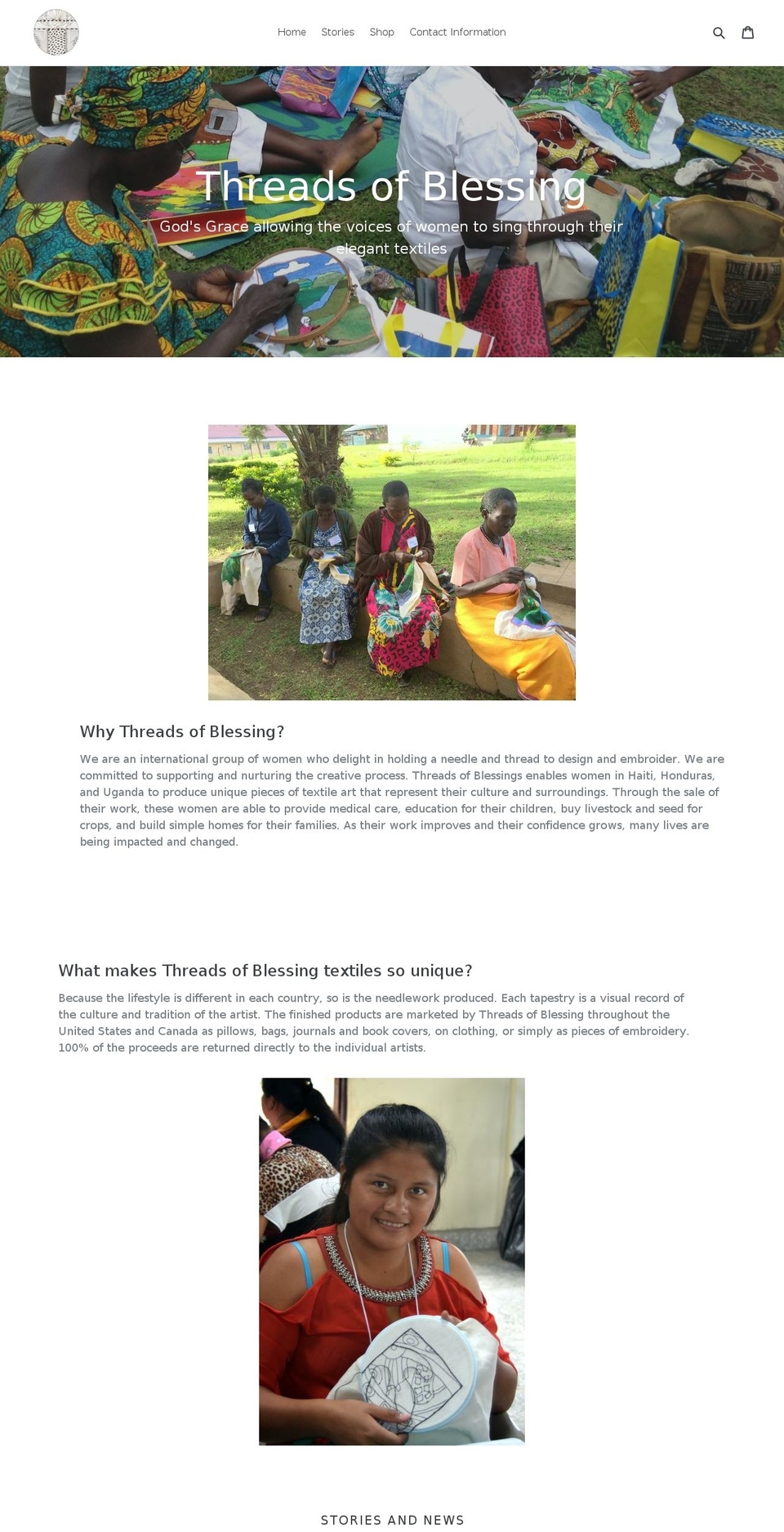 threadsofblessing.org shopify website screenshot