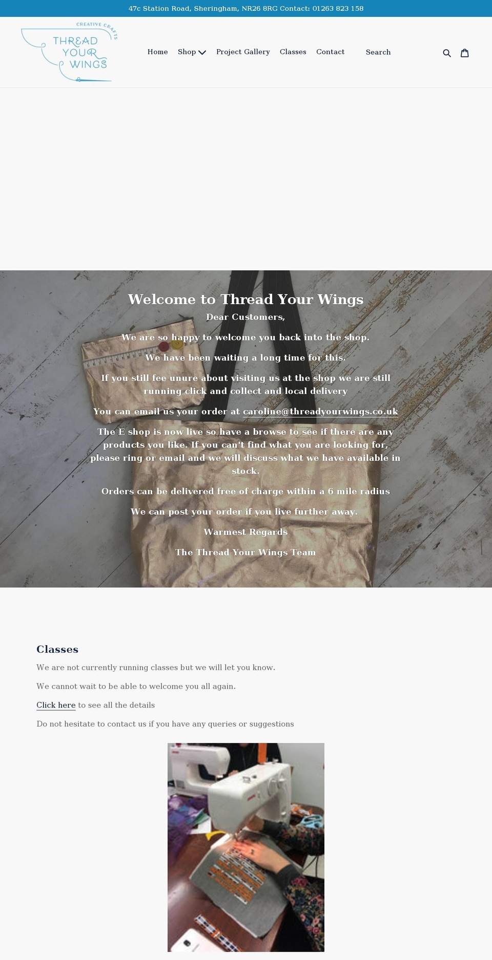 threadyourwings.co.uk shopify website screenshot