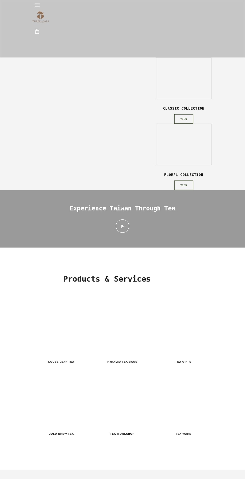 three-leafs-tea.myshopify.com shopify website screenshot