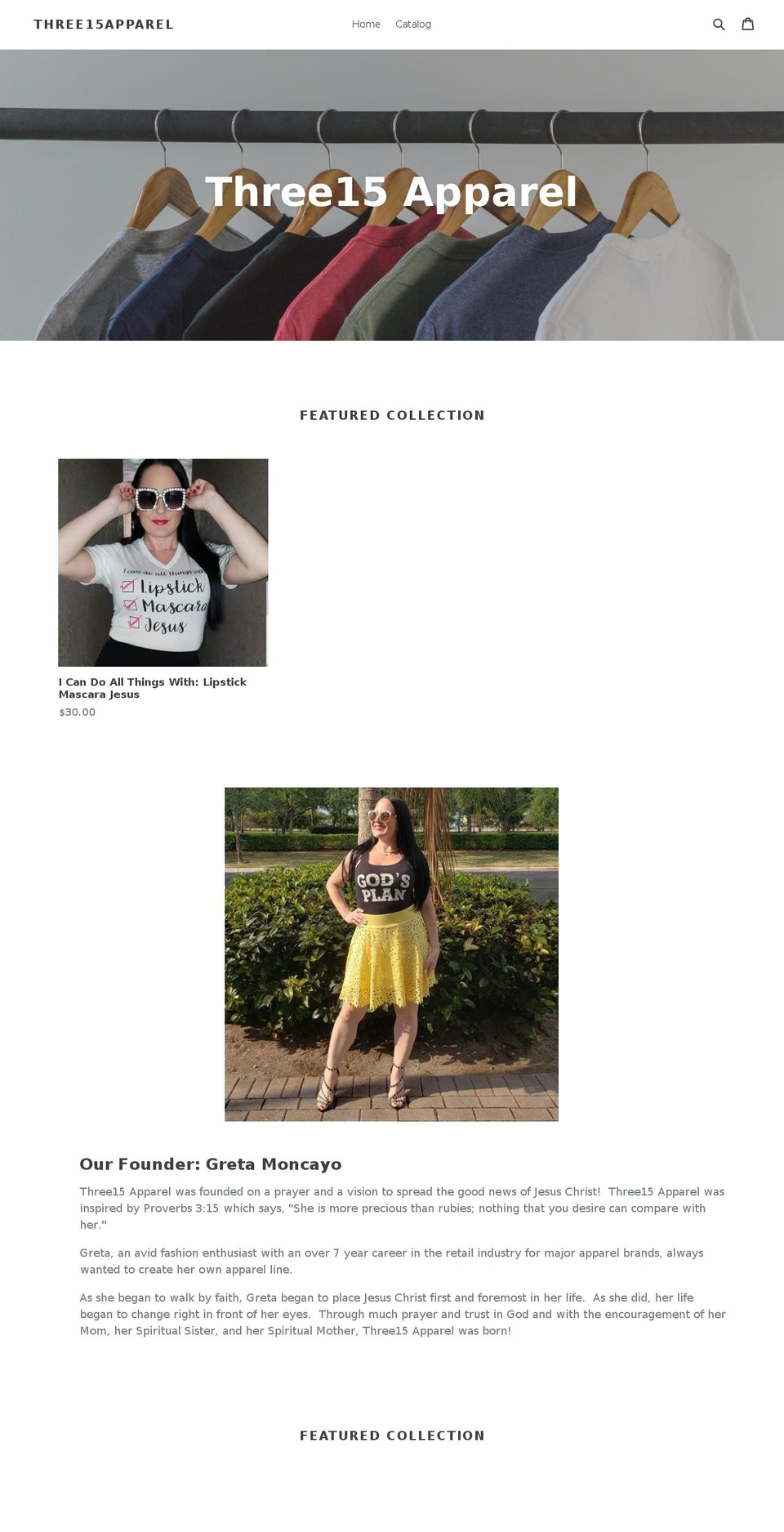 three15apparel.com — Shopify storefront screenshot