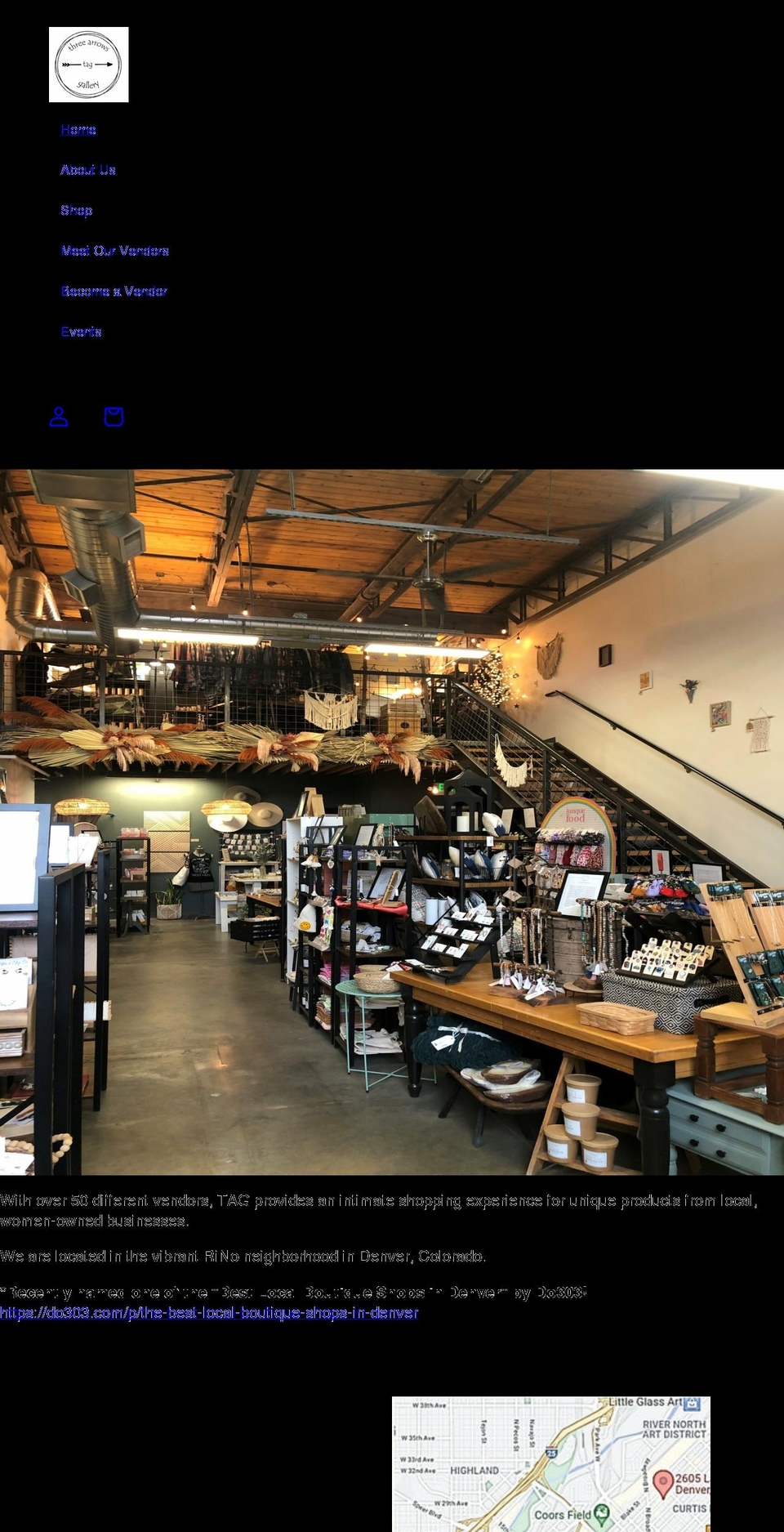 threearrowsgallery.com shopify website screenshot