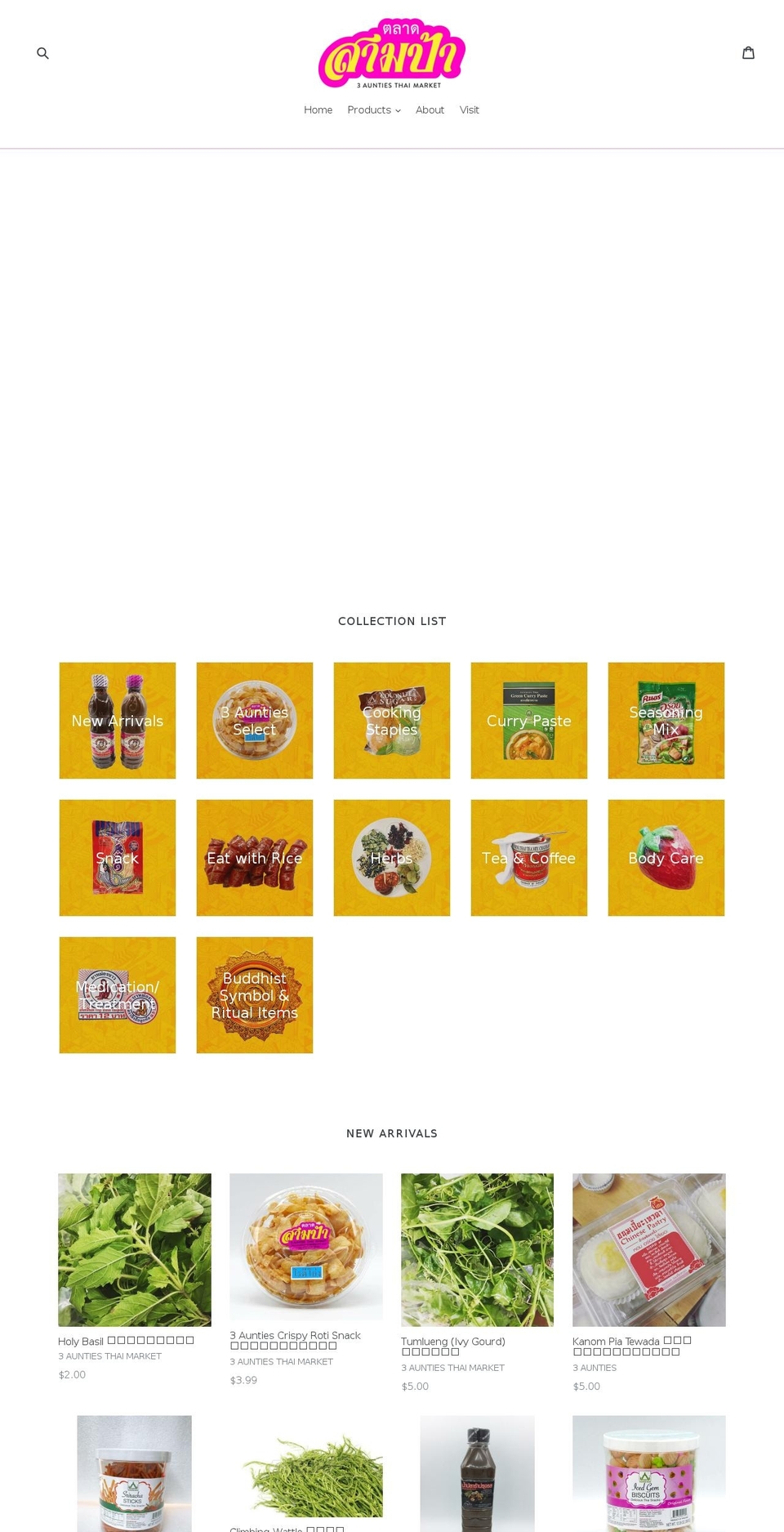 threeaunties.com — Shopify storefront screenshot