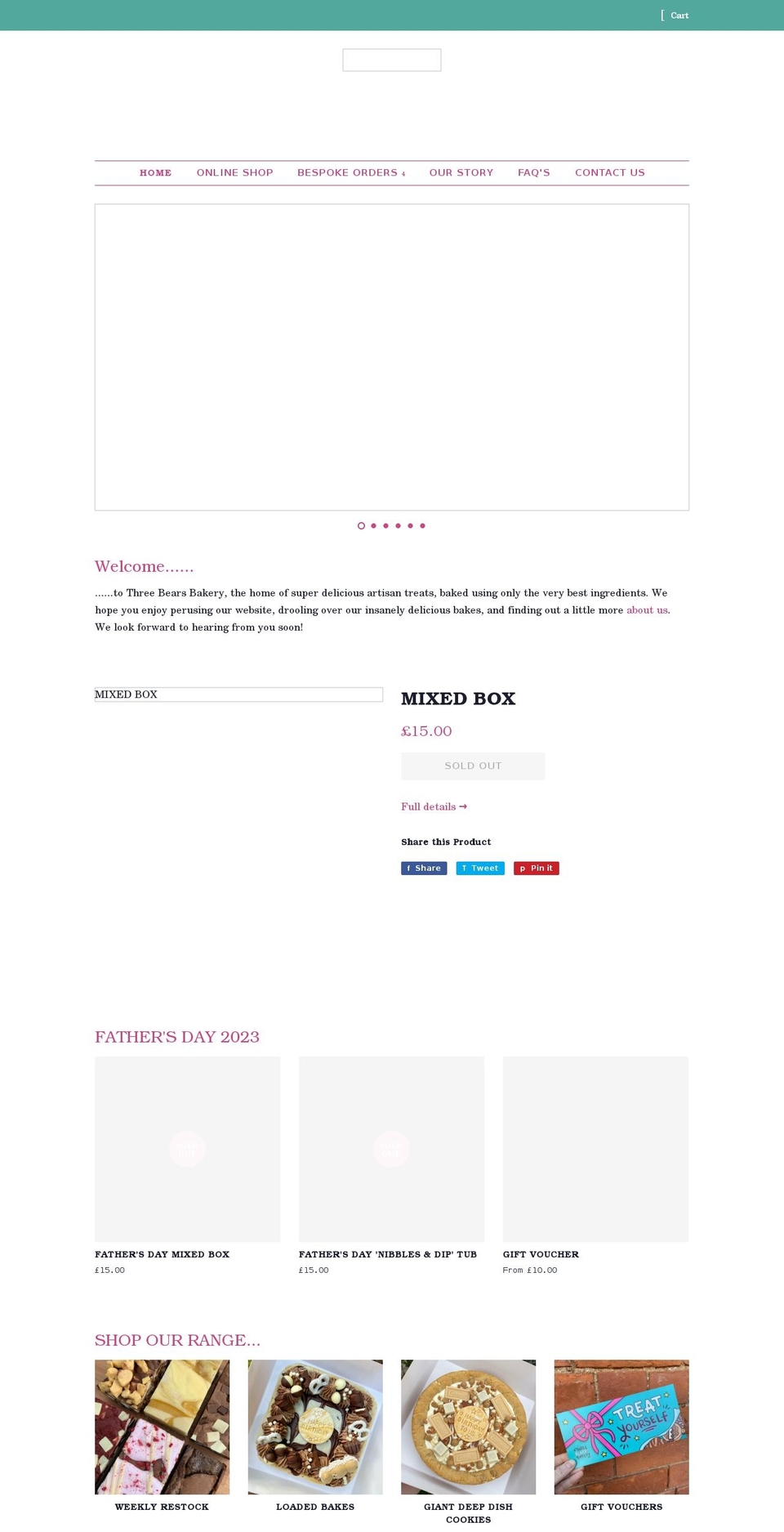 threebearsbakery.co.uk shopify website screenshot