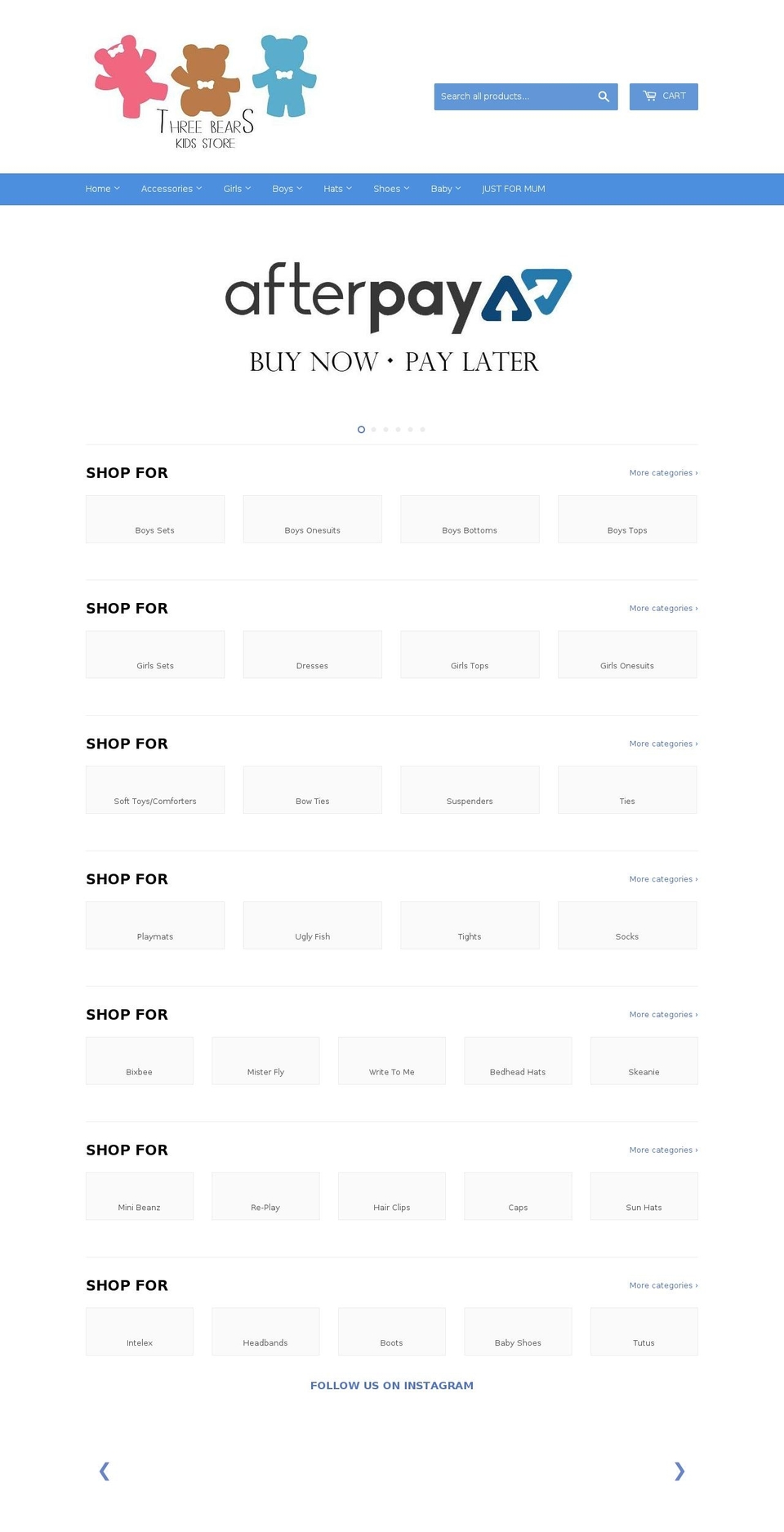 threebearskidsstore.com — Shopify storefront screenshot