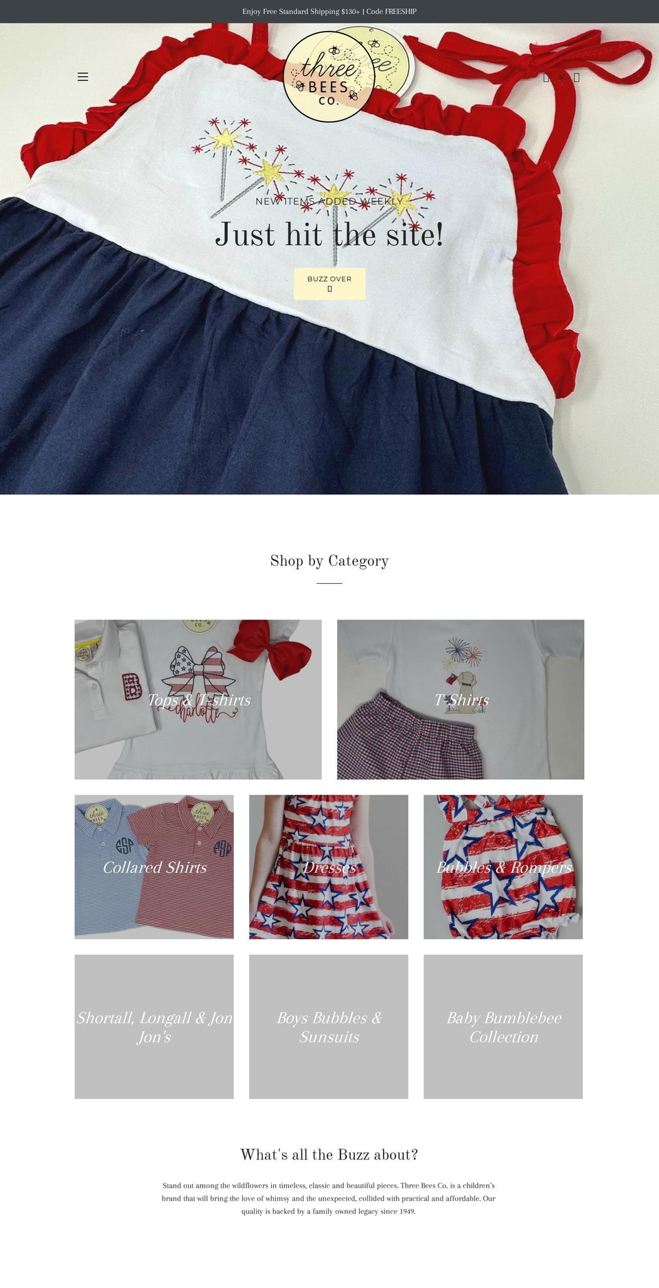 threebeescompany.com — Shopify storefront screenshot