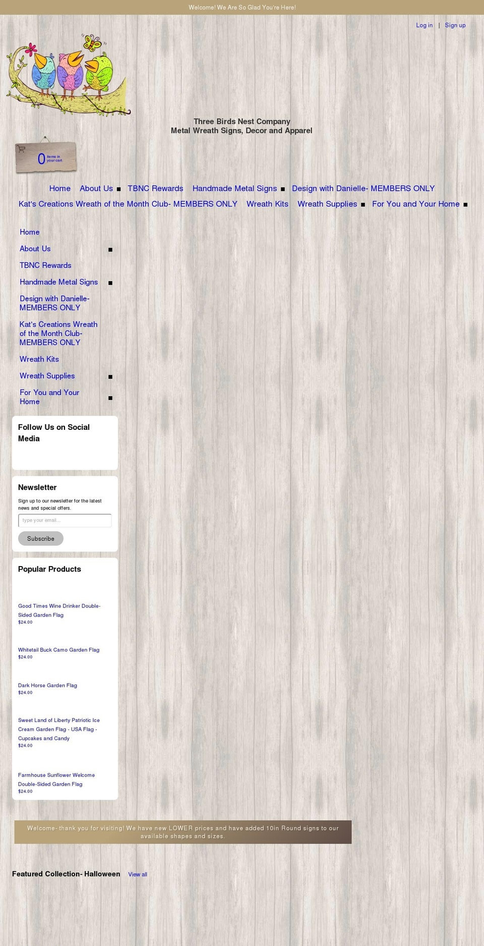 threebirdsnestco.com shopify website screenshot
