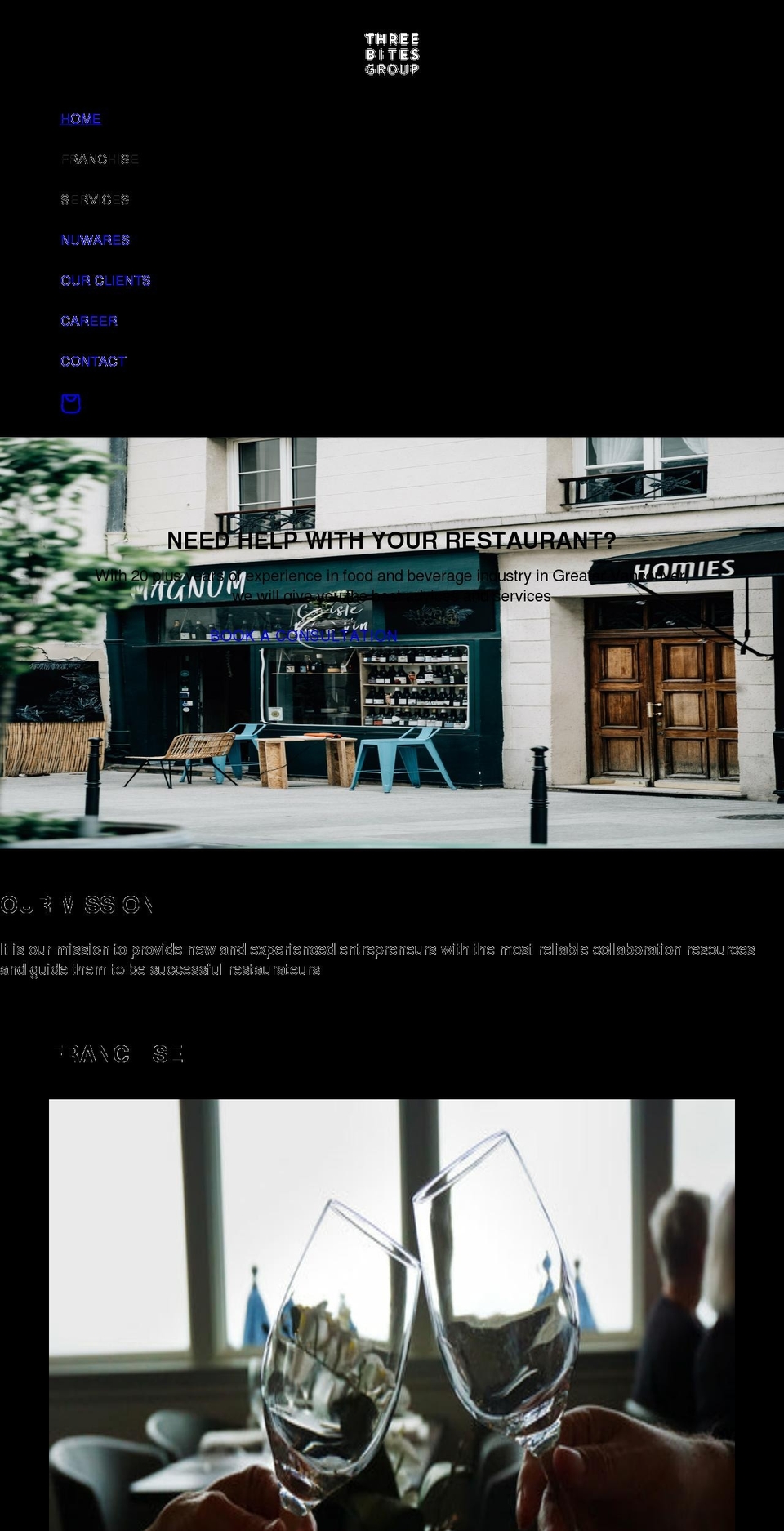 threebitesgroup.com shopify website screenshot