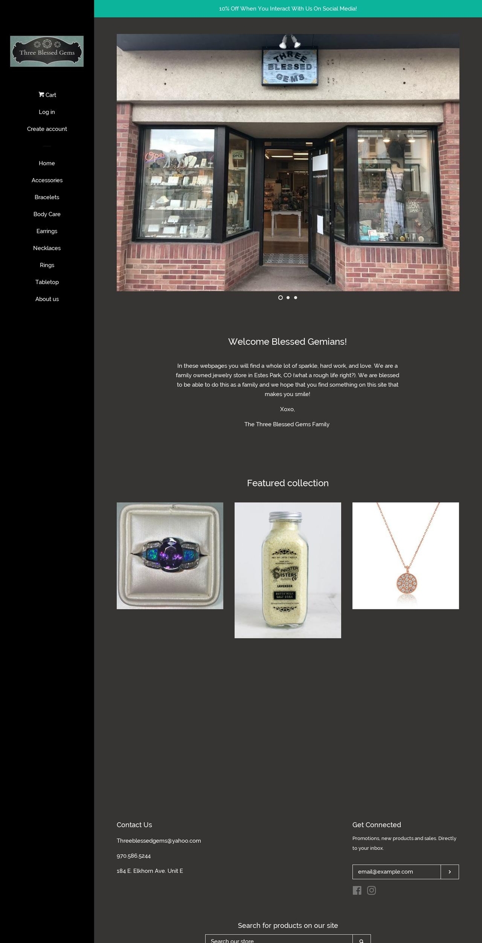 threeblessedgems.com shopify website screenshot