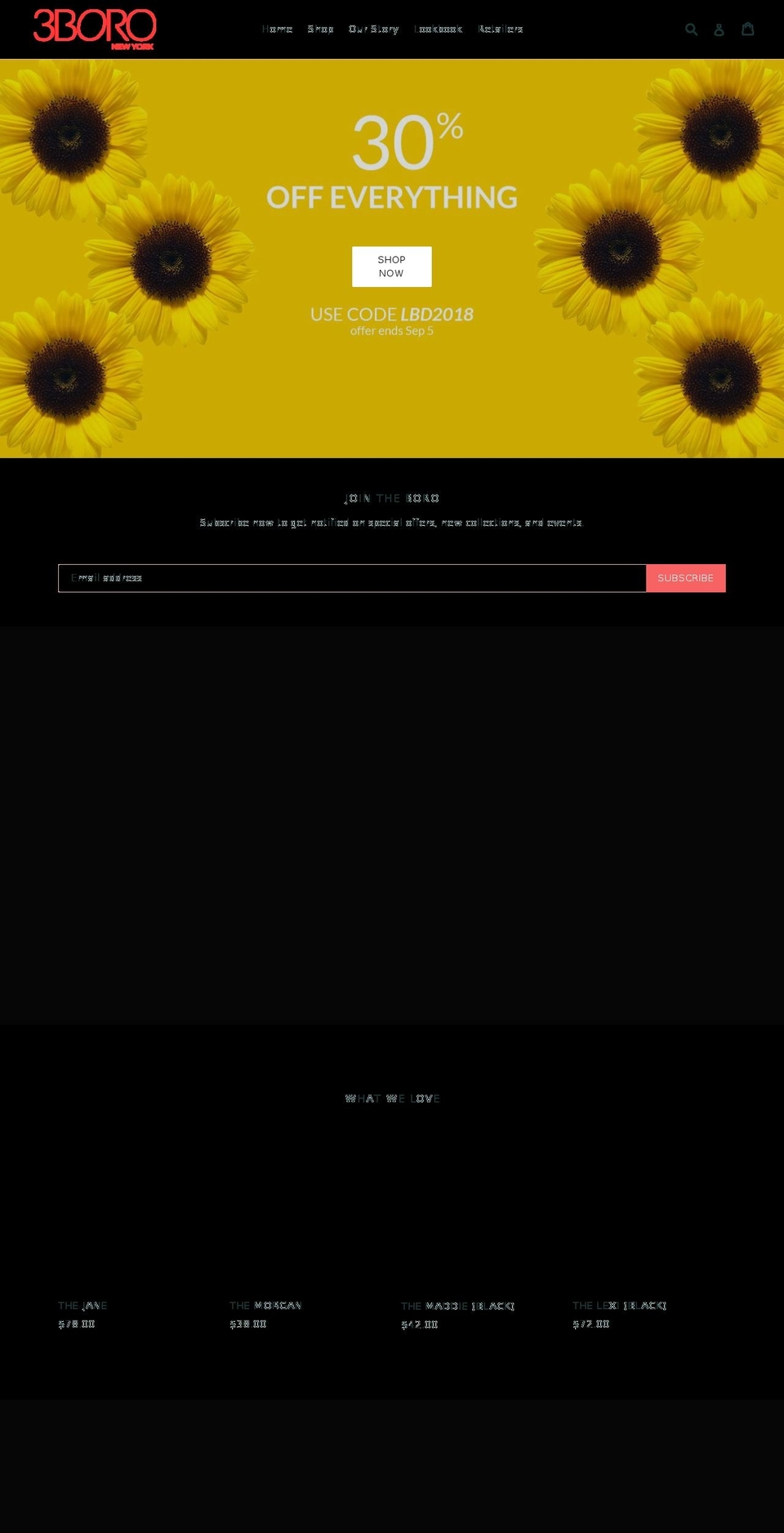 threeboro.com — Shopify storefront screenshot