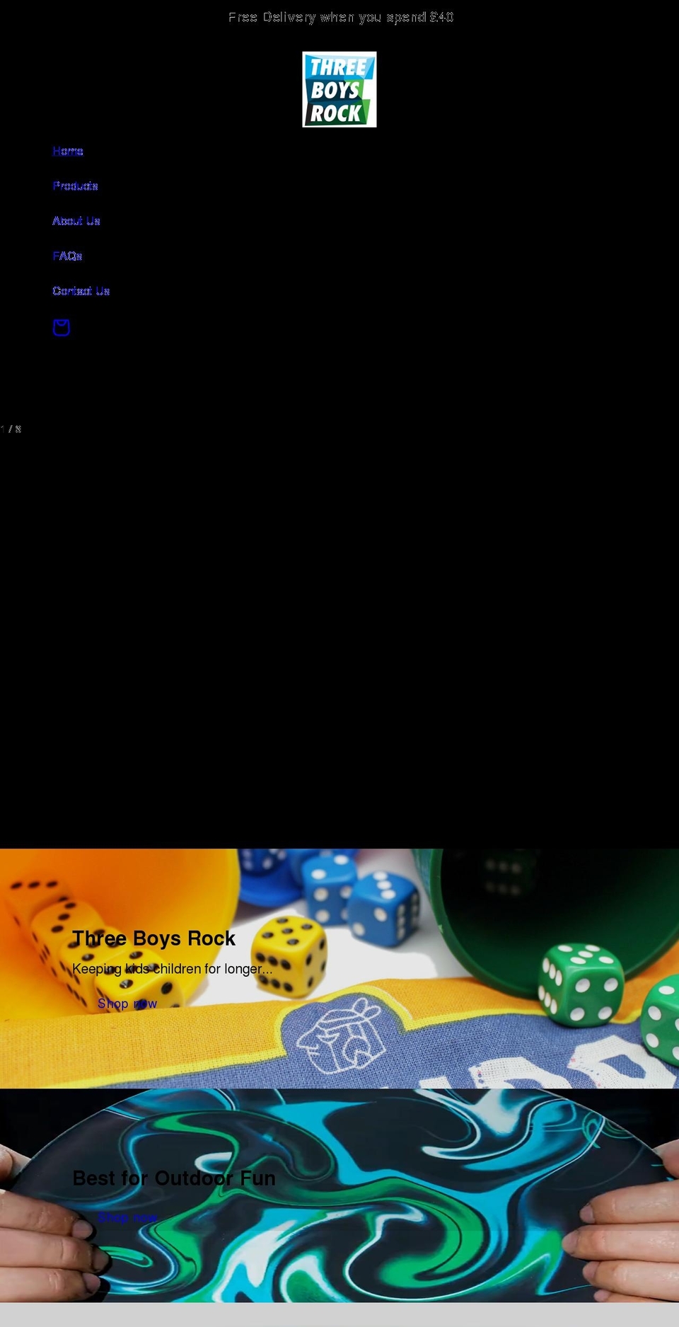 threeboysrock.com shopify website screenshot