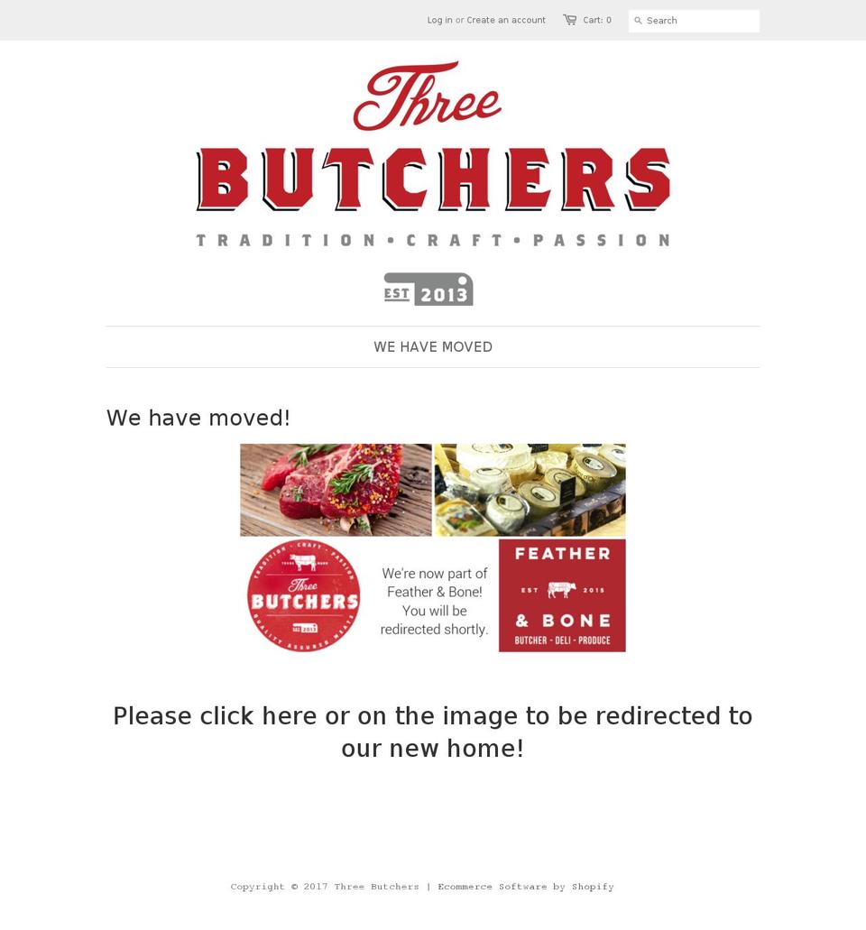 threebutchers.net shopify website screenshot