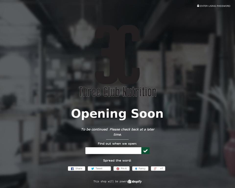 threeclubnutrition.com shopify website screenshot