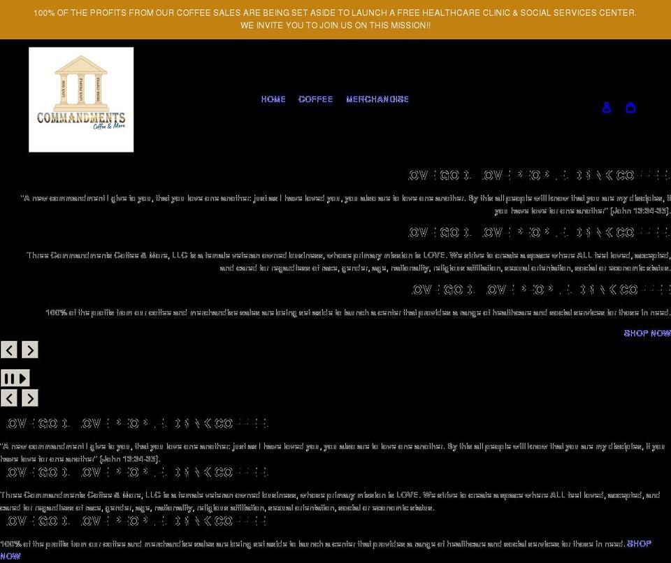 threecommandmentscoffee.com shopify website screenshot