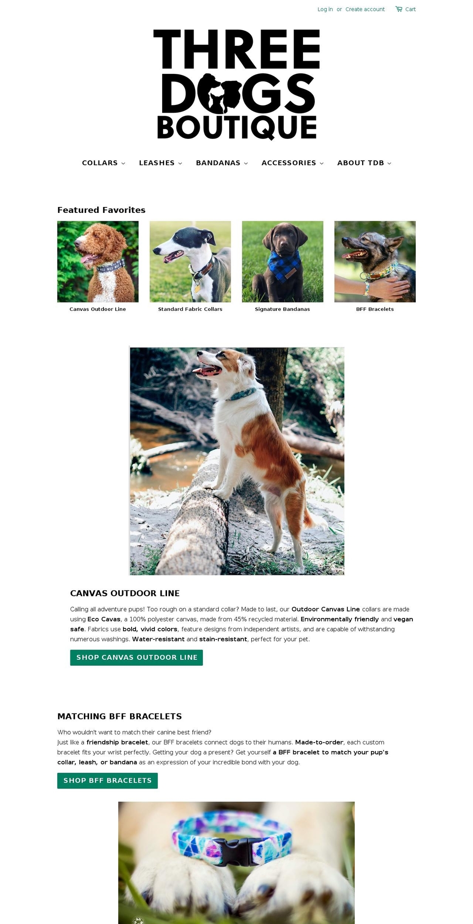 threedogsboutique.com — Shopify storefront screenshot