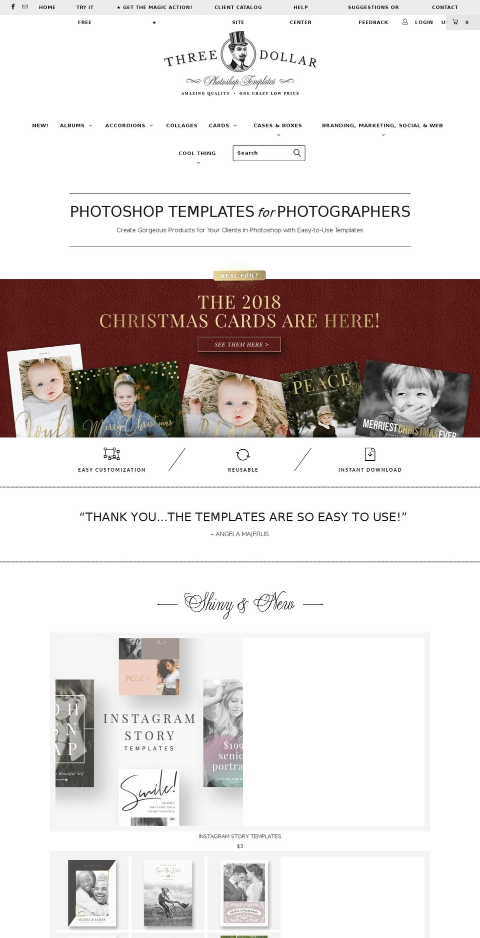 3 DOLLAR TEMPLATES Shopify theme site example threedollarphotoshoptemplates.com